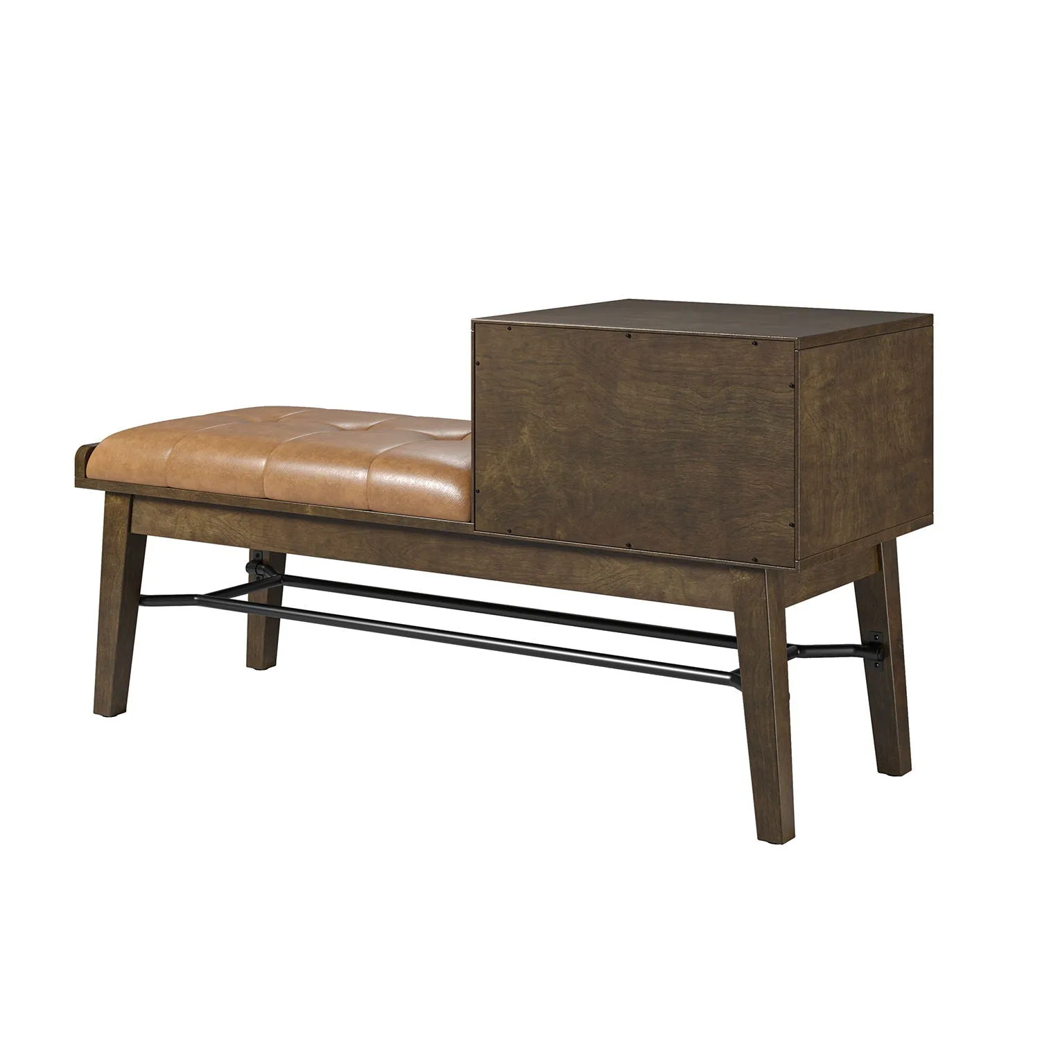 Florens Drawer Storage Bench-Walnut
