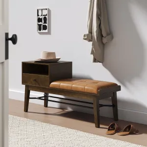 Florens Drawer Storage Bench-Walnut