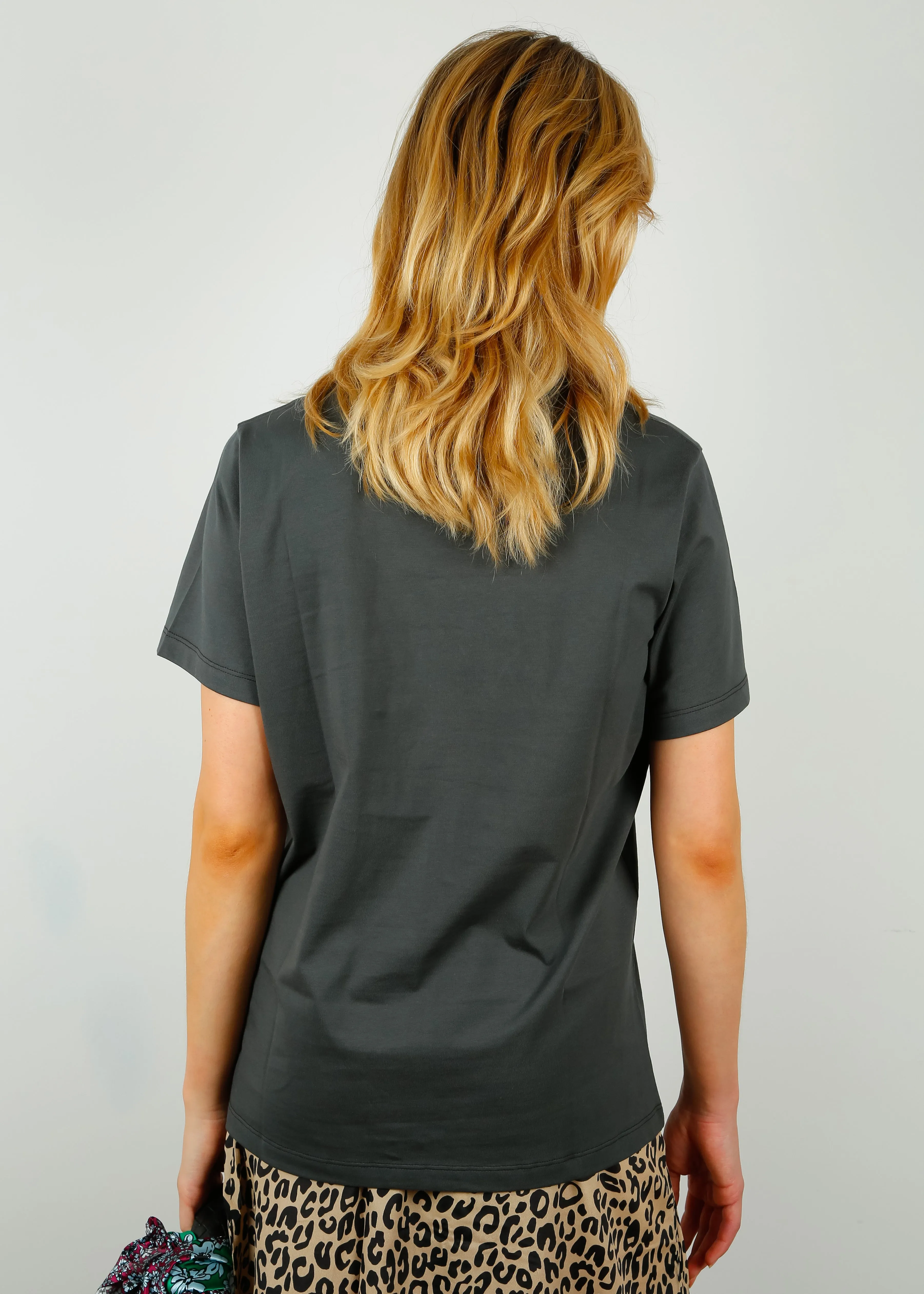 GANNI T3717 Flower Relaxed Tee in Volcanic Ash