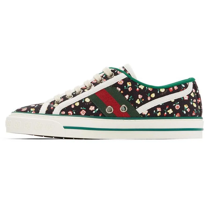 Gucci Black Floral 'Gucci Tennis 1977' Sneakers