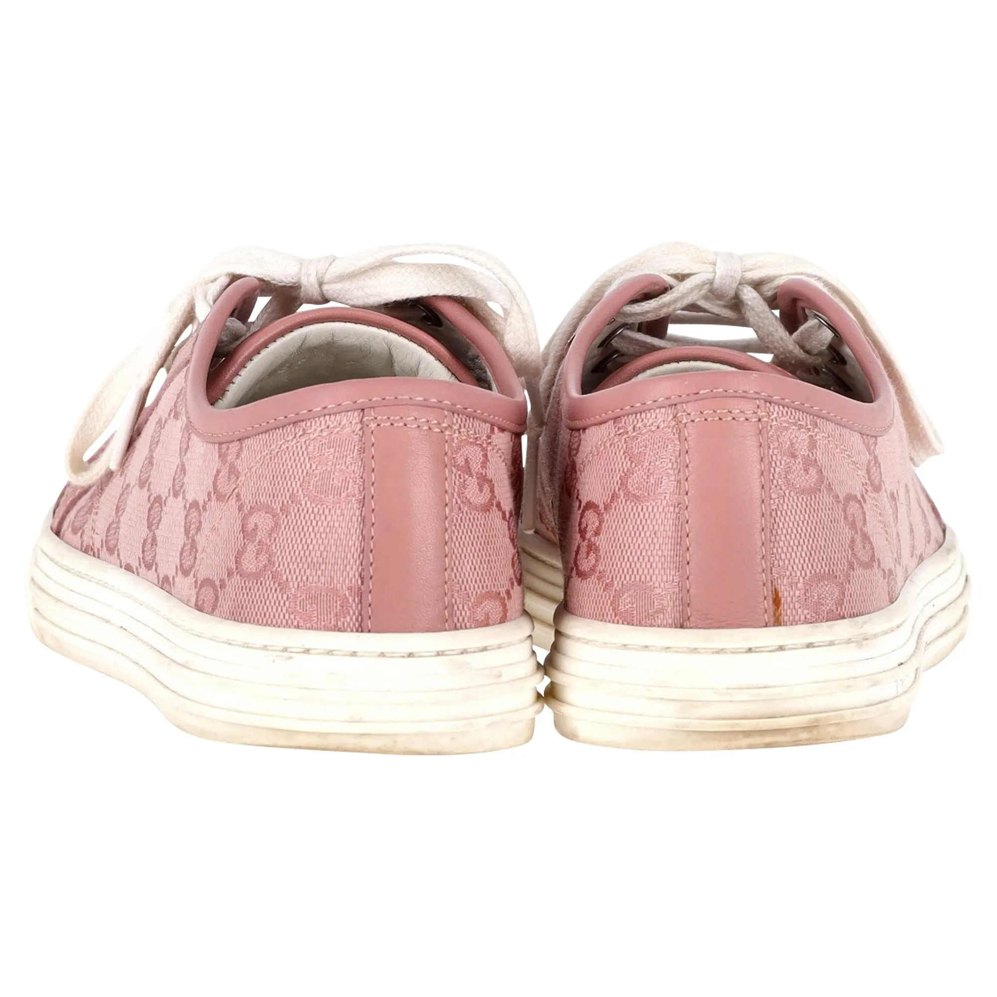 Gucci GG Monogram Low Top Sneakers in Pink Leather