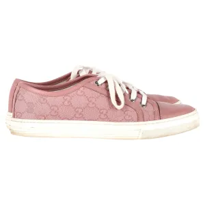 Gucci GG Monogram Low Top Sneakers in Pink Leather