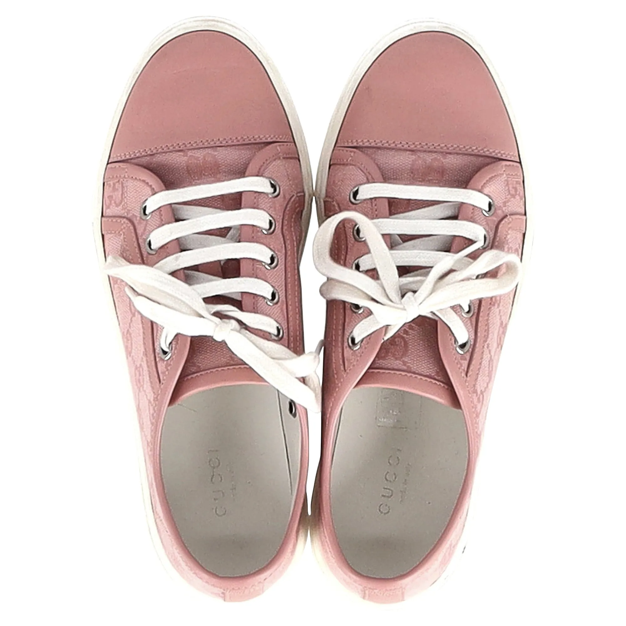 Gucci GG Monogram Low Top Sneakers in Pink Leather