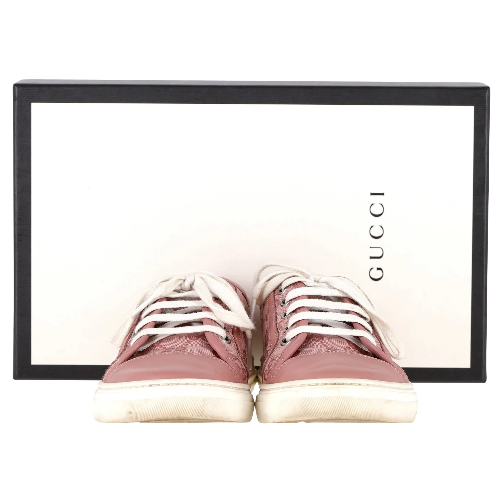 Gucci GG Monogram Low Top Sneakers in Pink Leather
