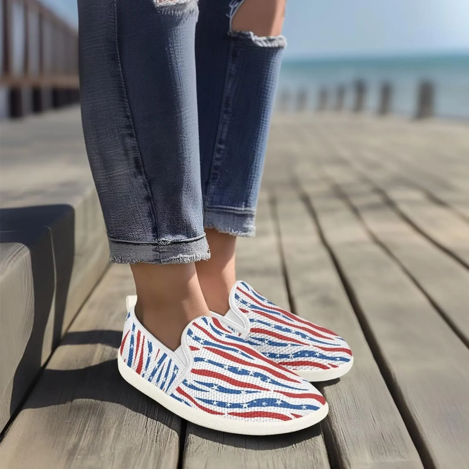 Jeiento Animal Print Casual Shoes for Women Anti-Skid Slip-On Loafers Breathable Walking Shoes