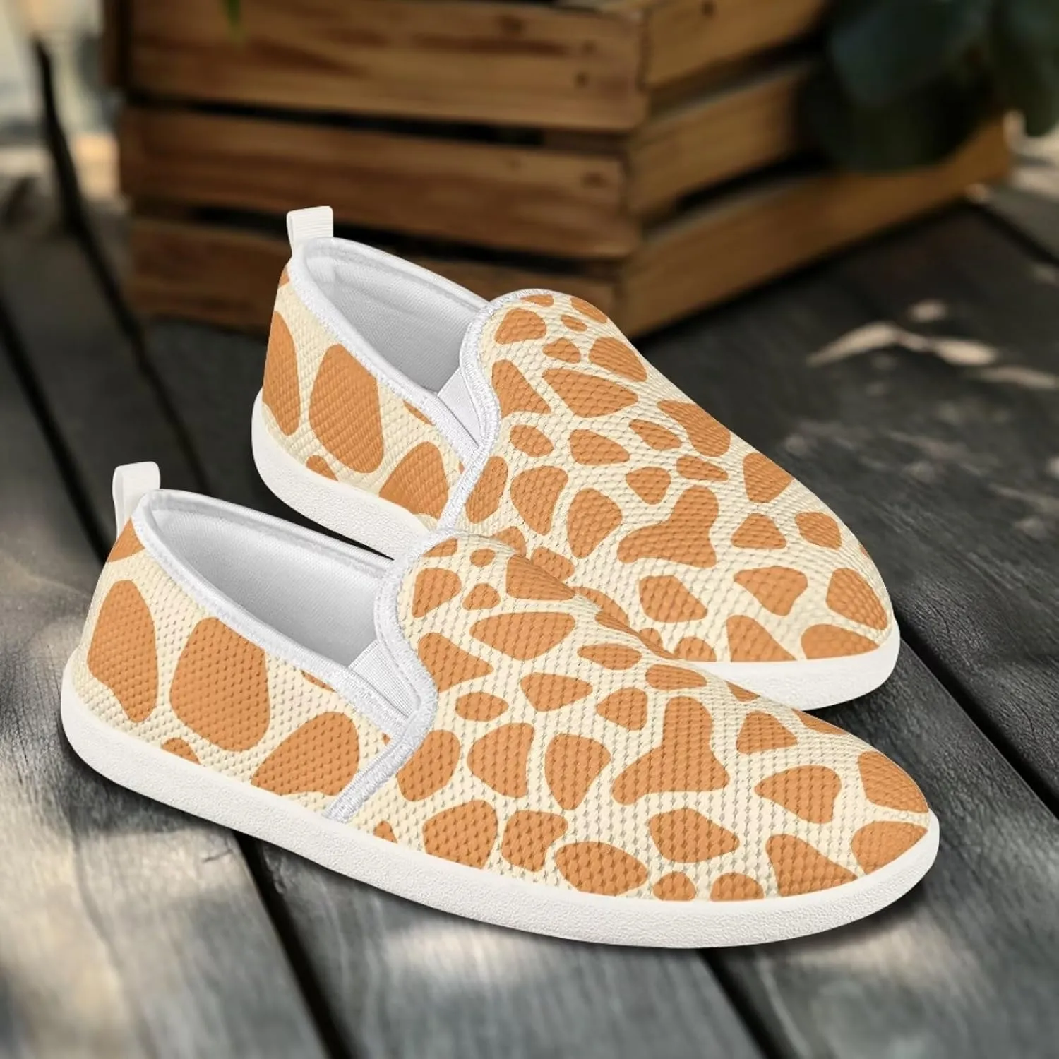 Jeiento Animal Print Casual Shoes for Women Anti-Skid Slip-On Loafers Breathable Walking Shoes