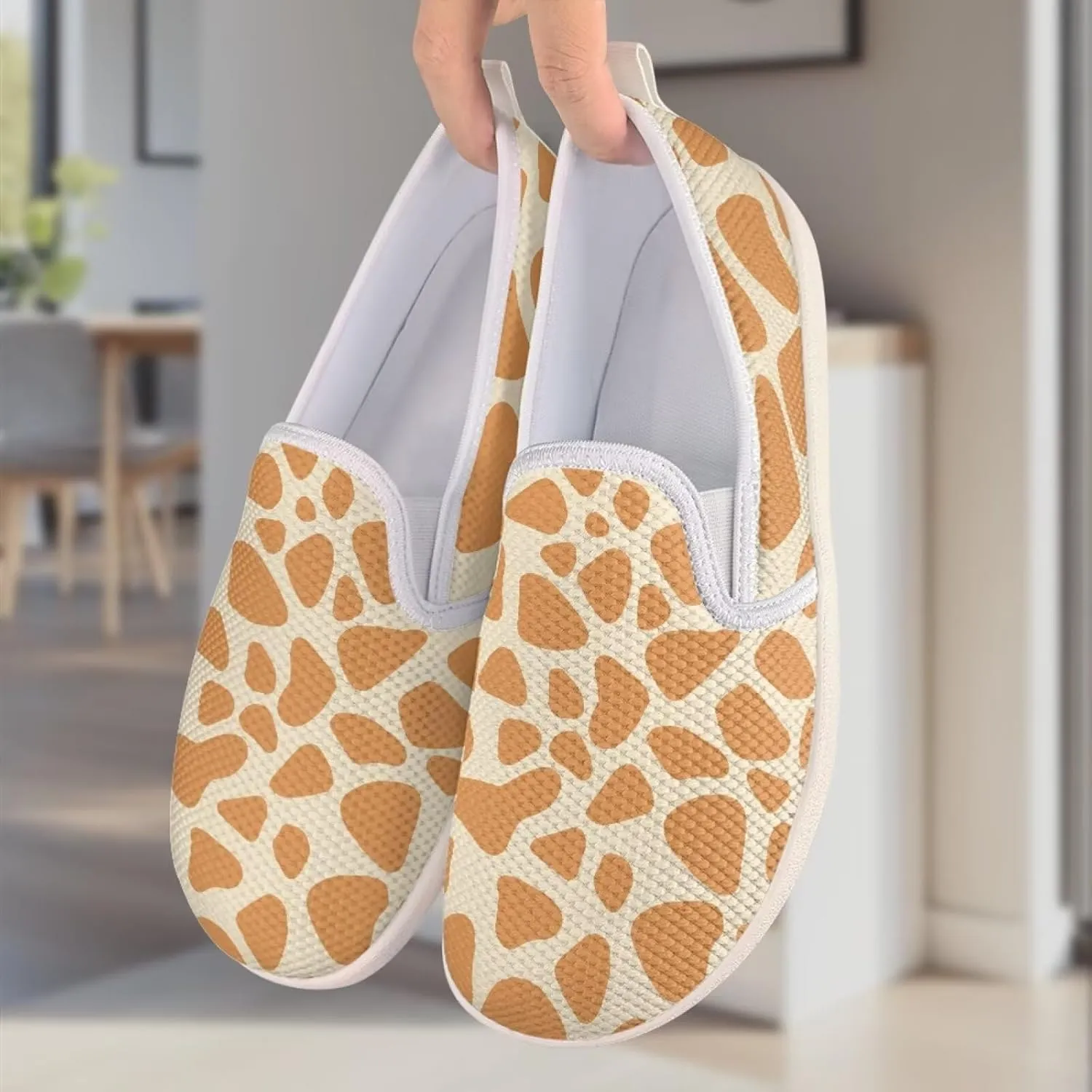 Jeiento Animal Print Casual Shoes for Women Anti-Skid Slip-On Loafers Breathable Walking Shoes