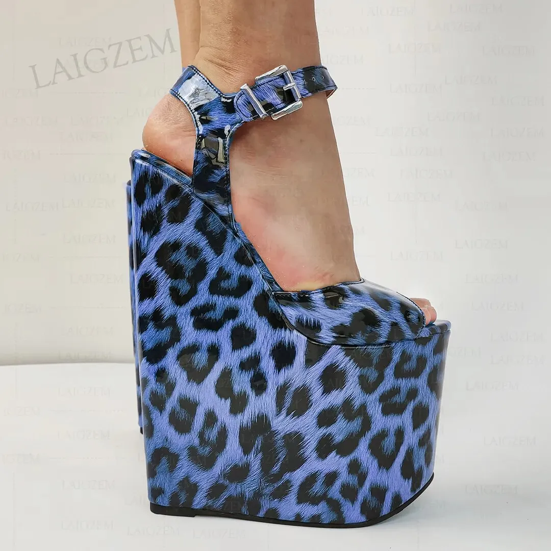 Leopard Print Platform Wedge Heels