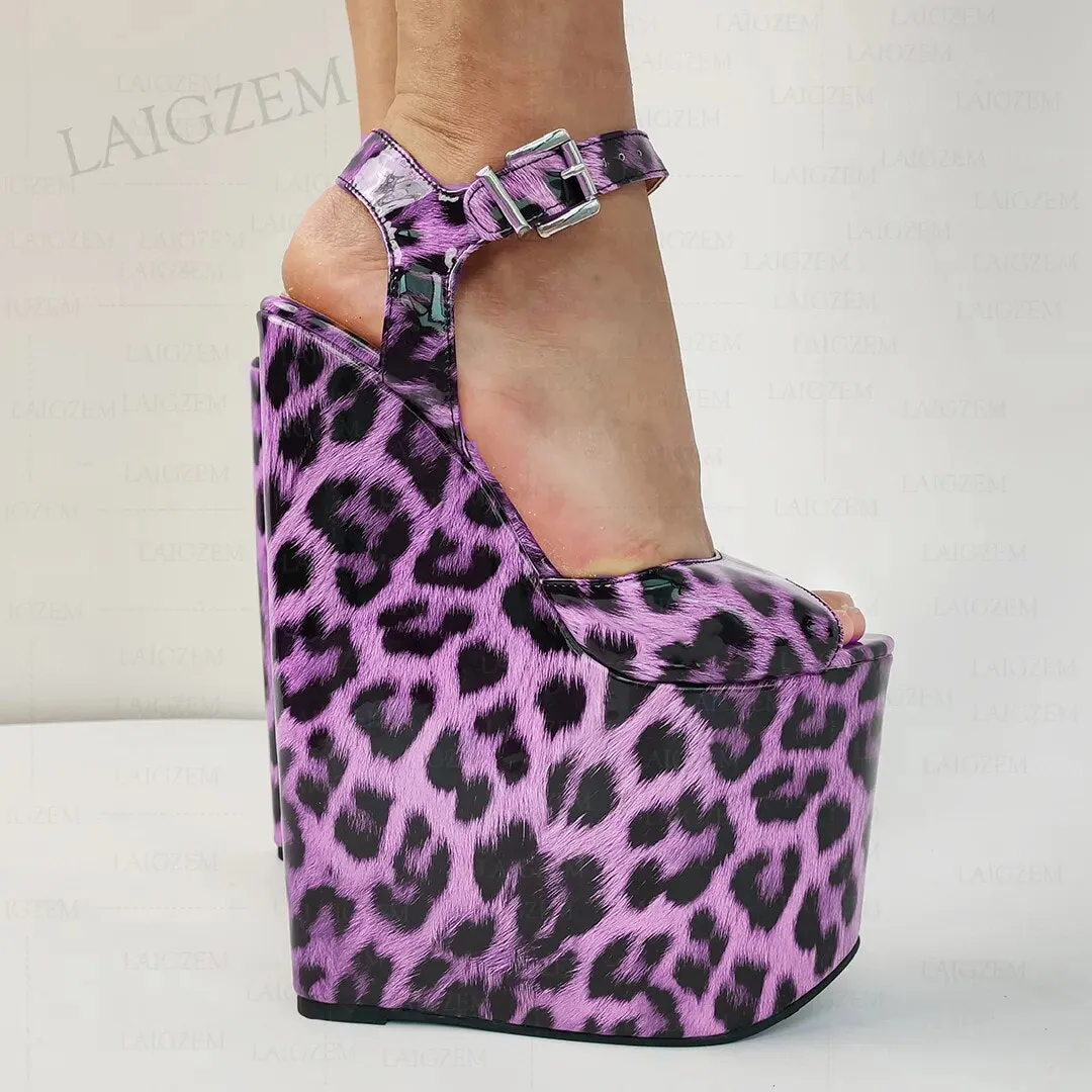Leopard Print Platform Wedge Heels