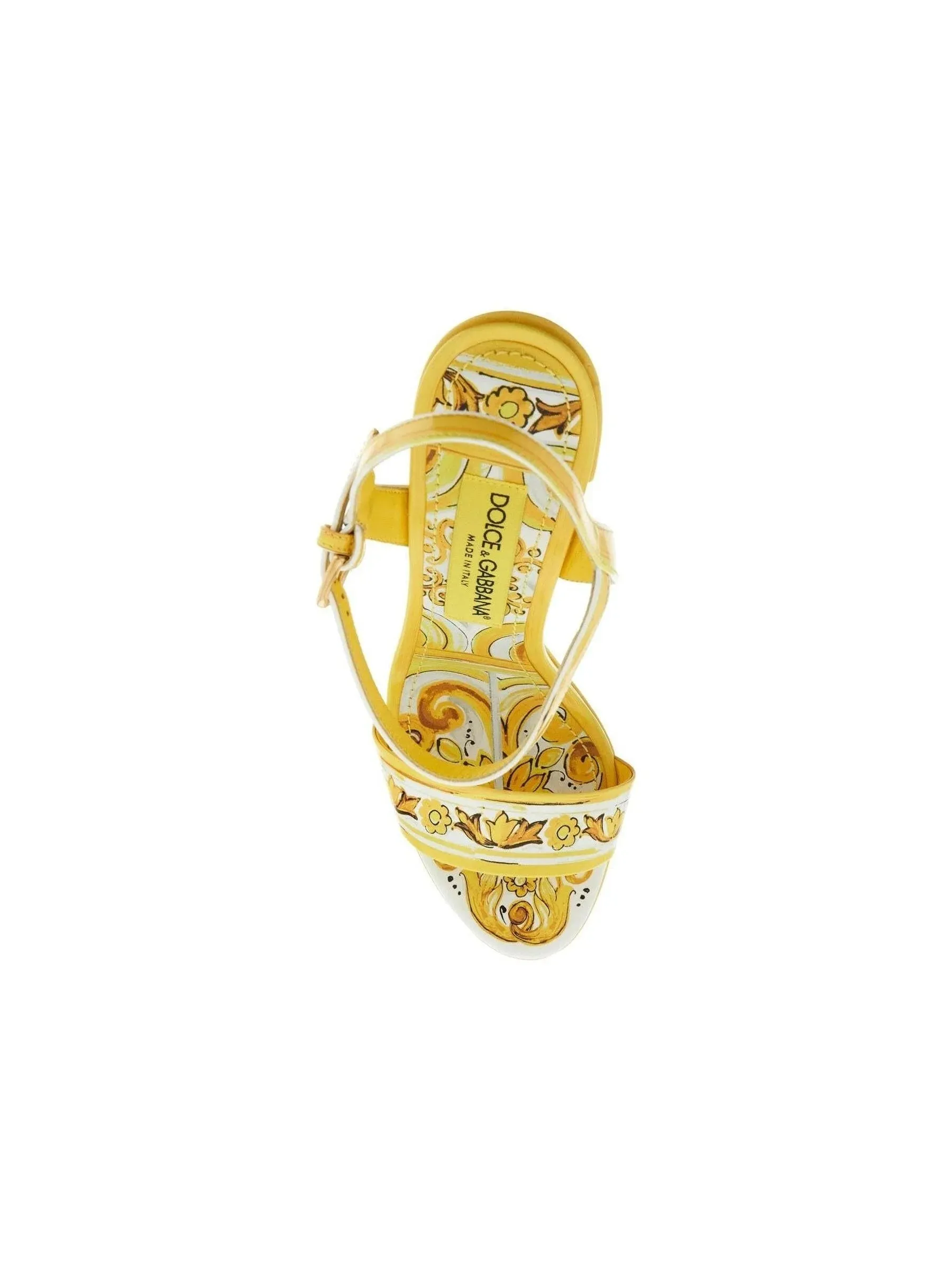 Majolica Print Leather Platform Sandals