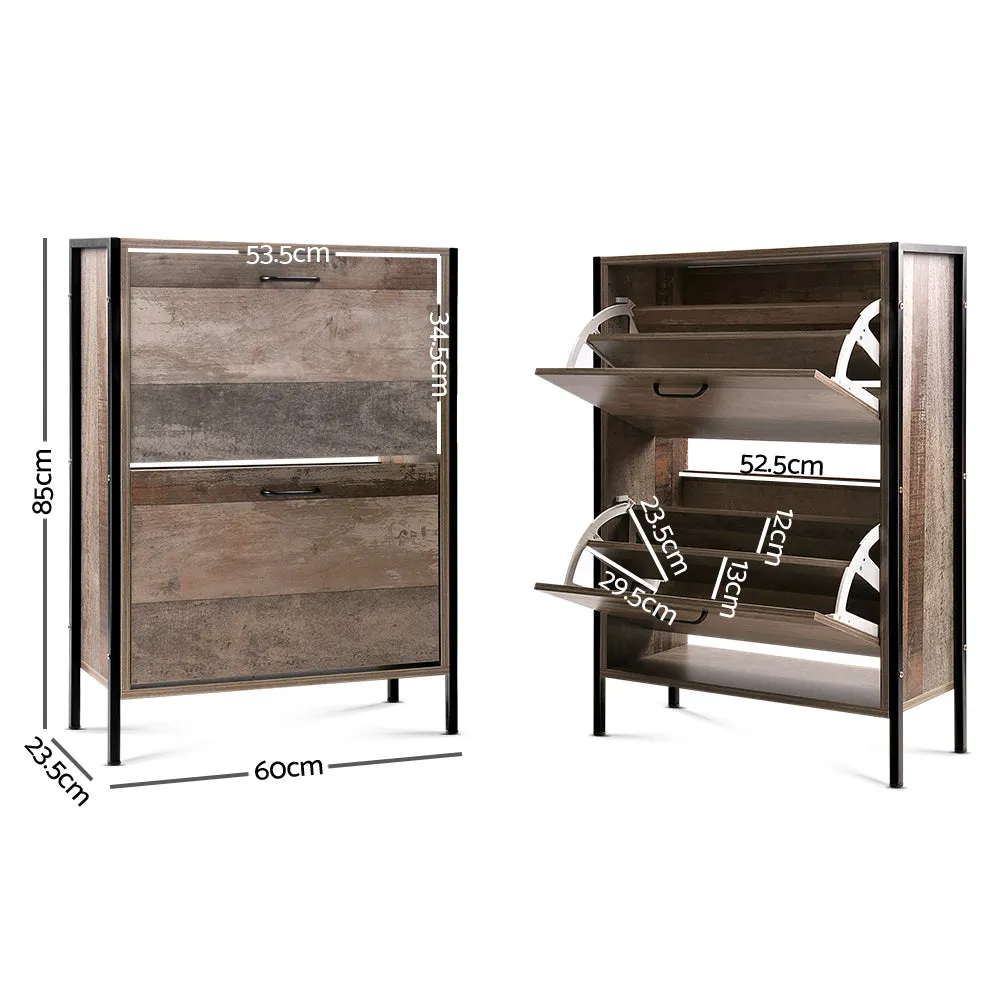 NNEDSZ 12 Pair Wooden Vintage Shoe Rack Storage Cabinet - Wood