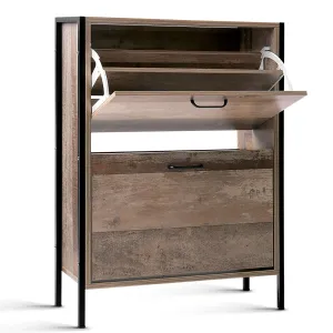 NNEDSZ 12 Pair Wooden Vintage Shoe Rack Storage Cabinet - Wood