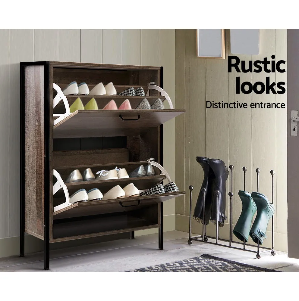 NNEDSZ 12 Pair Wooden Vintage Shoe Rack Storage Cabinet - Wood
