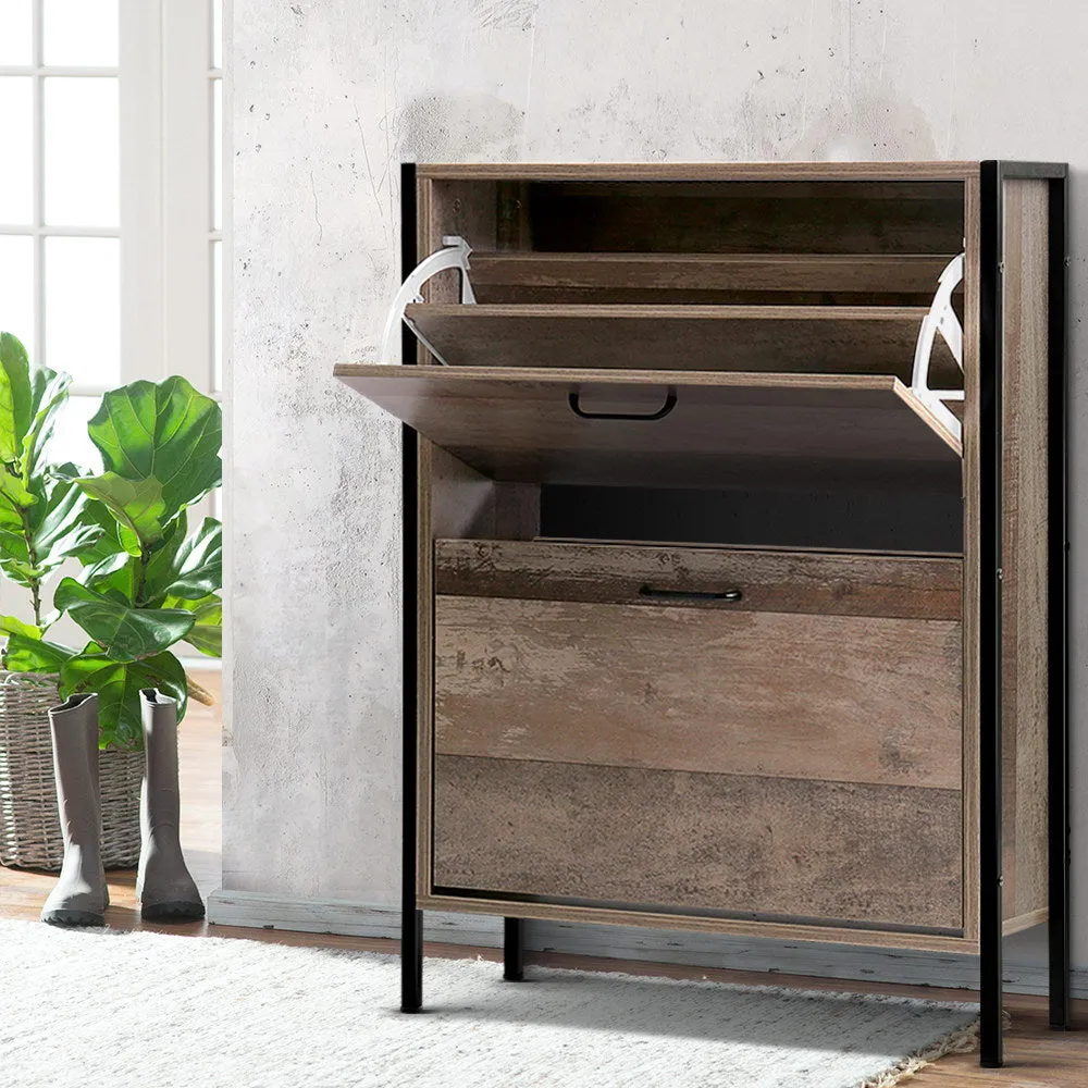 NNEDSZ 12 Pair Wooden Vintage Shoe Rack Storage Cabinet - Wood