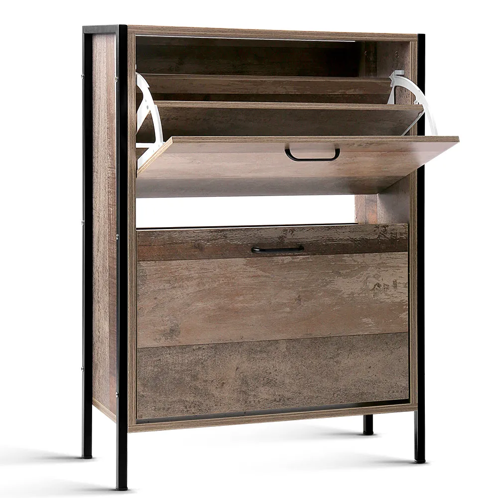 NNEDSZ 12 Pair Wooden Vintage Shoe Rack Storage Cabinet - Wood