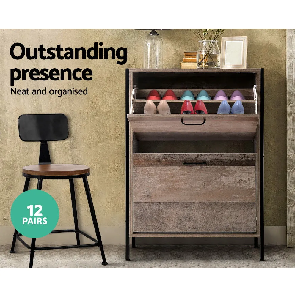 NNEDSZ 12 Pair Wooden Vintage Shoe Rack Storage Cabinet - Wood