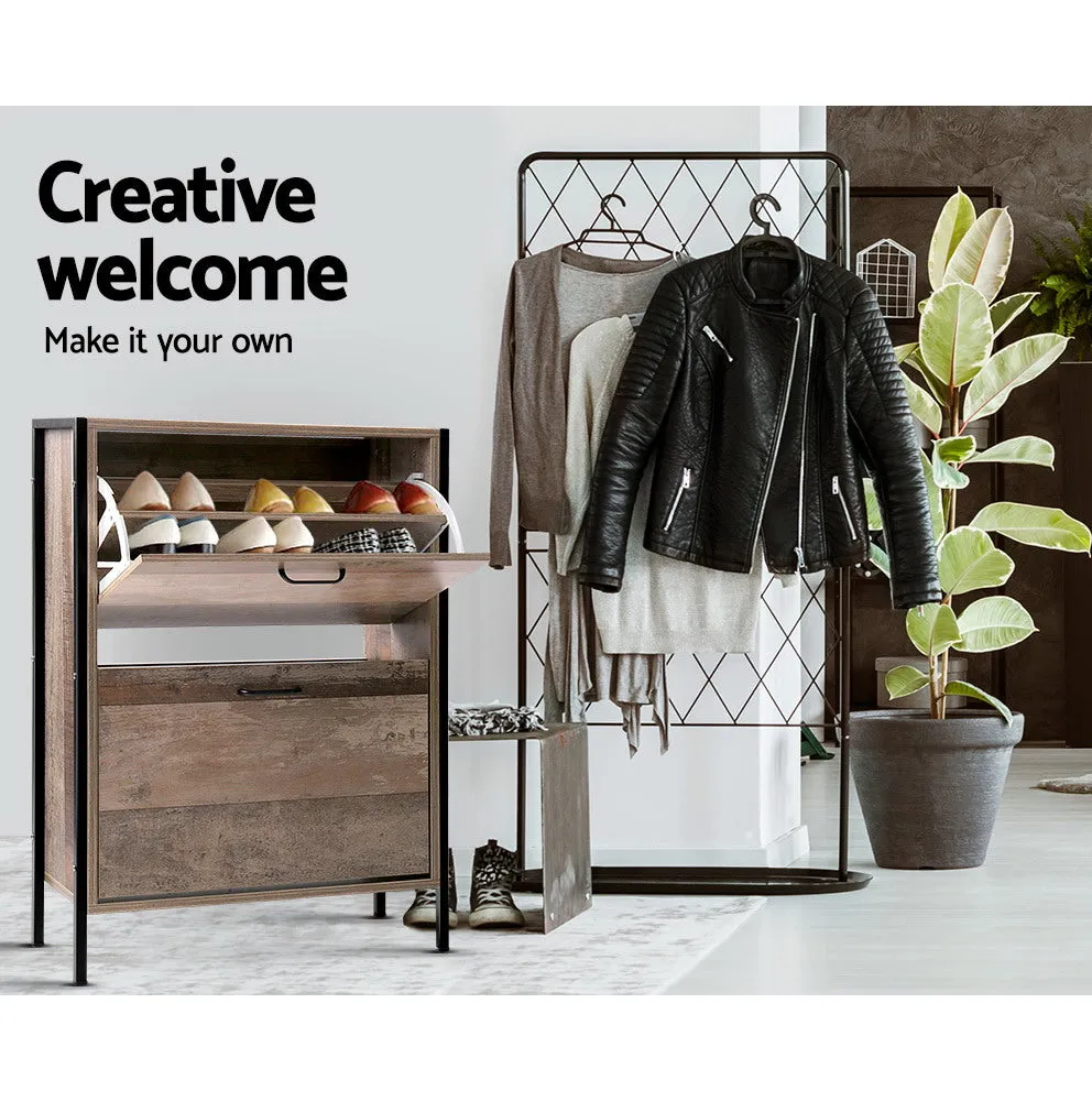 NNEDSZ 12 Pair Wooden Vintage Shoe Rack Storage Cabinet - Wood