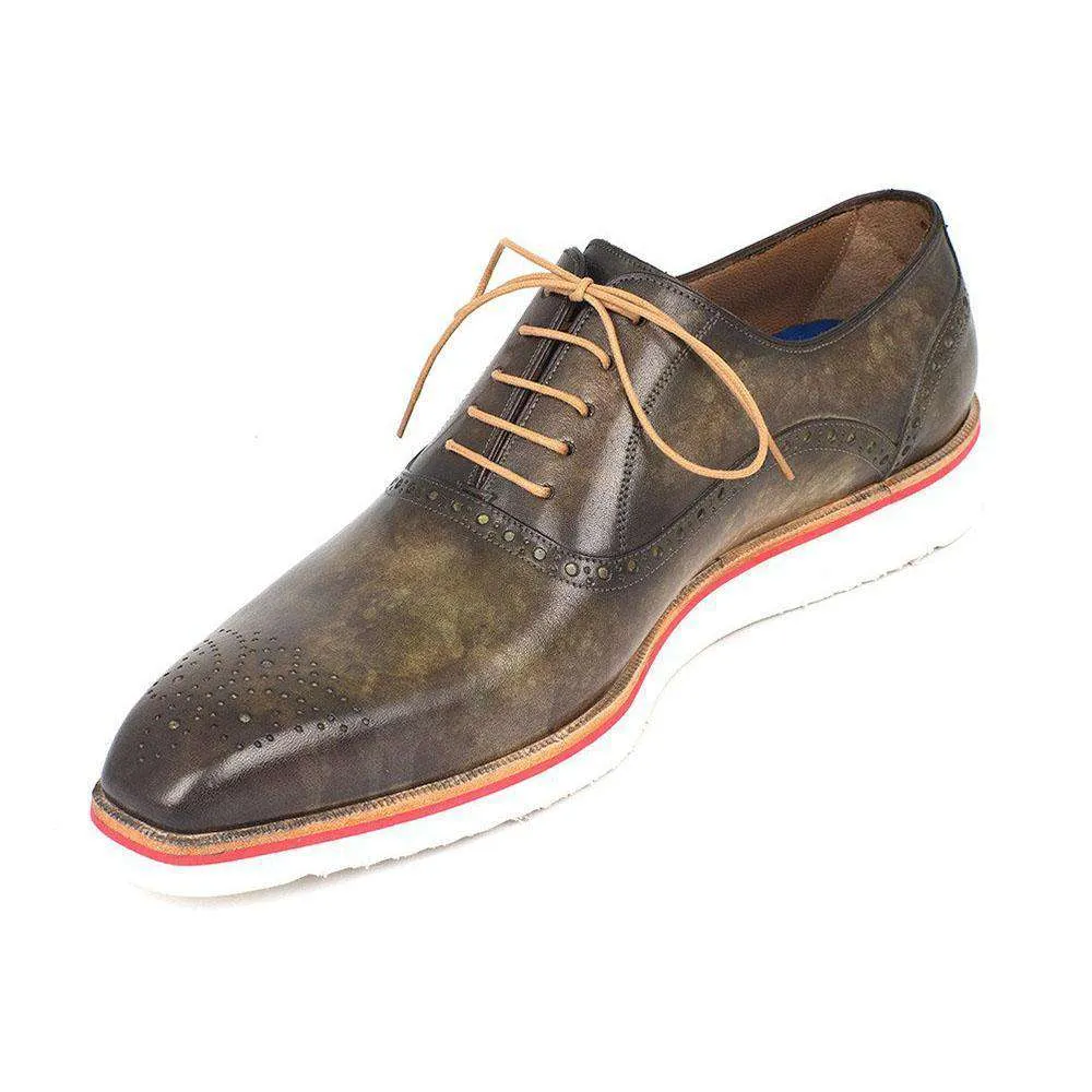 Paul Parkman Handmade Designer Shoes Smart Casual Oxfords Designer Shoes For Men Army Green (PM5308)
