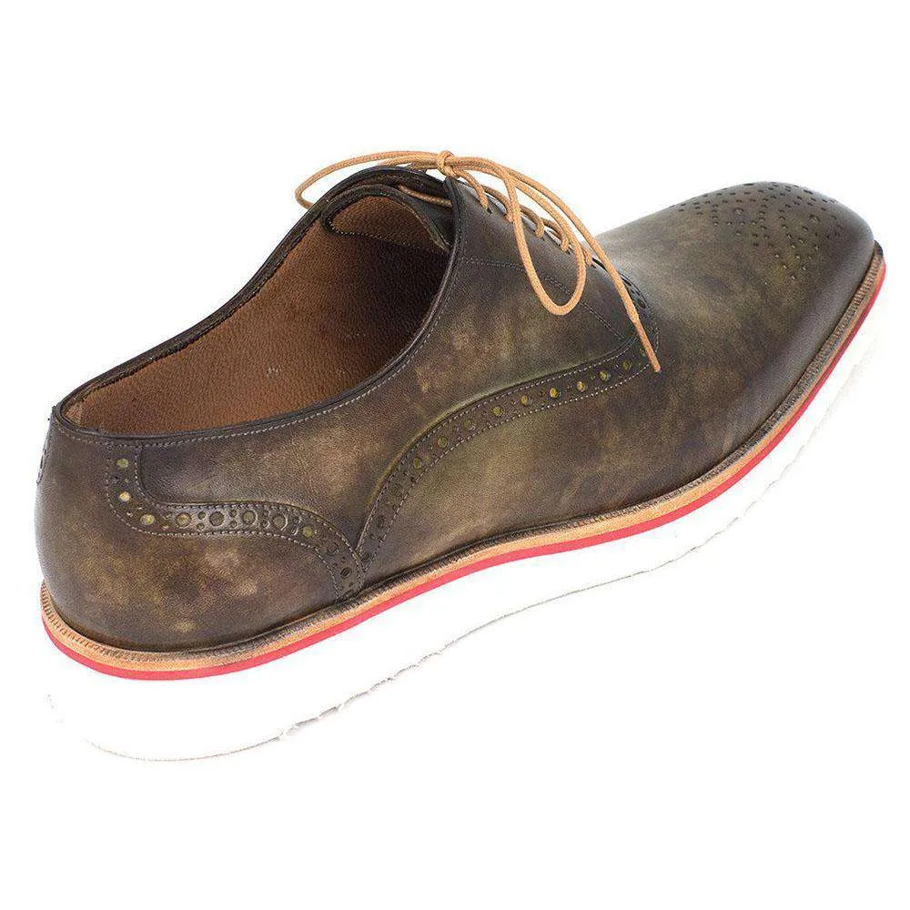 Paul Parkman Handmade Designer Shoes Smart Casual Oxfords Designer Shoes For Men Army Green (PM5308)