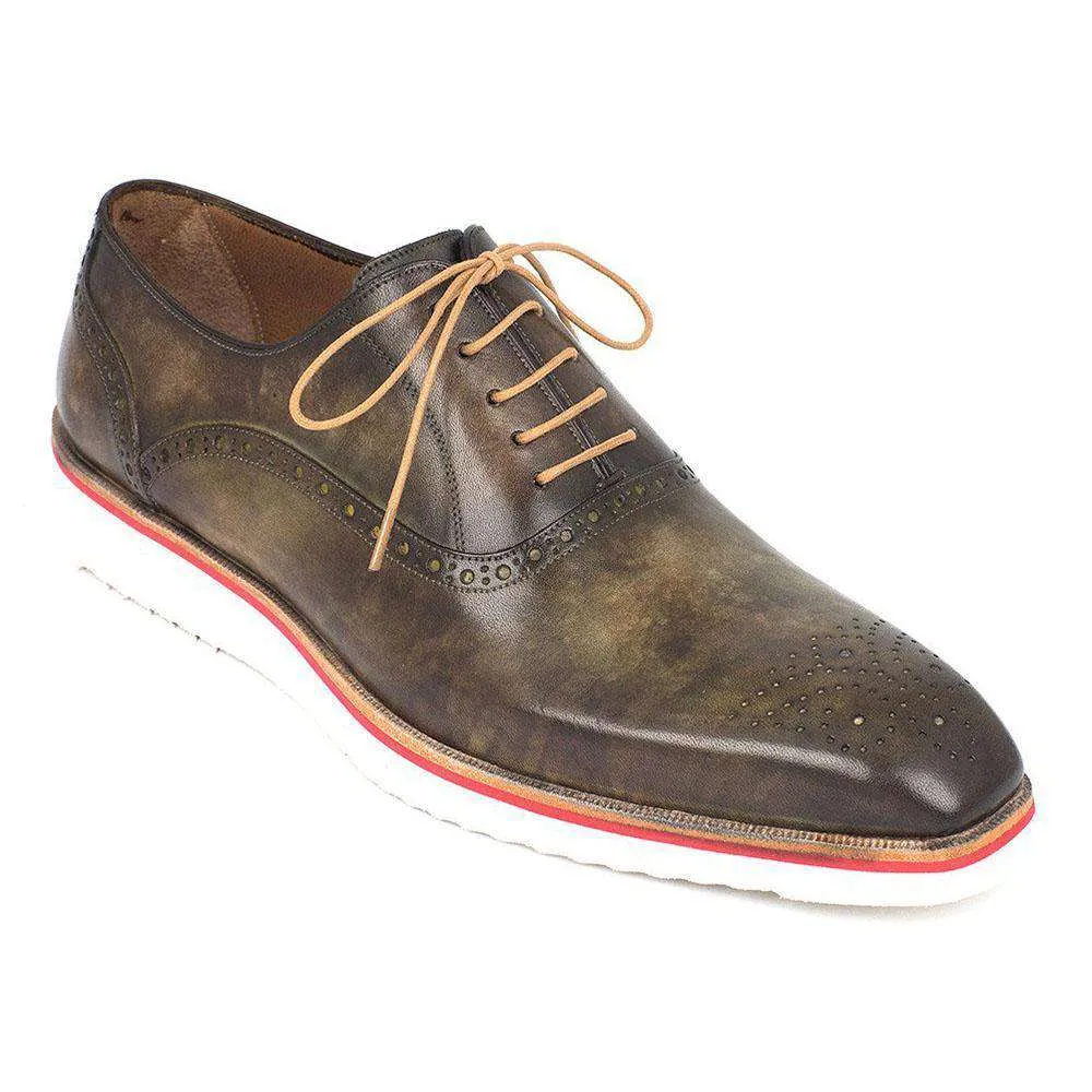 Paul Parkman Handmade Designer Shoes Smart Casual Oxfords Designer Shoes For Men Army Green (PM5308)