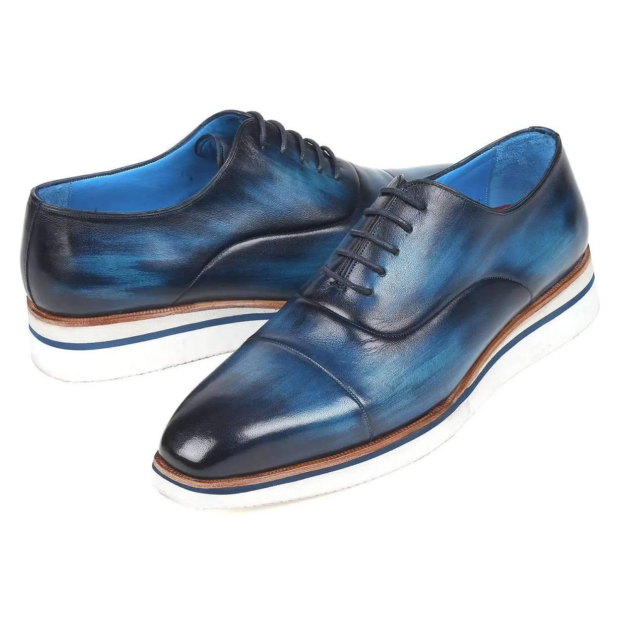 Paul Parkman Men's Blue Calf-Skin Leather Oxfords 185-BLU-LTH (PM6120)
