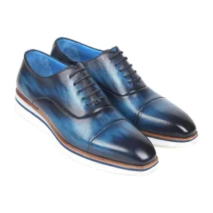 Paul Parkman Men's Blue Calf-Skin Leather Oxfords 185-BLU-LTH (PM6120)