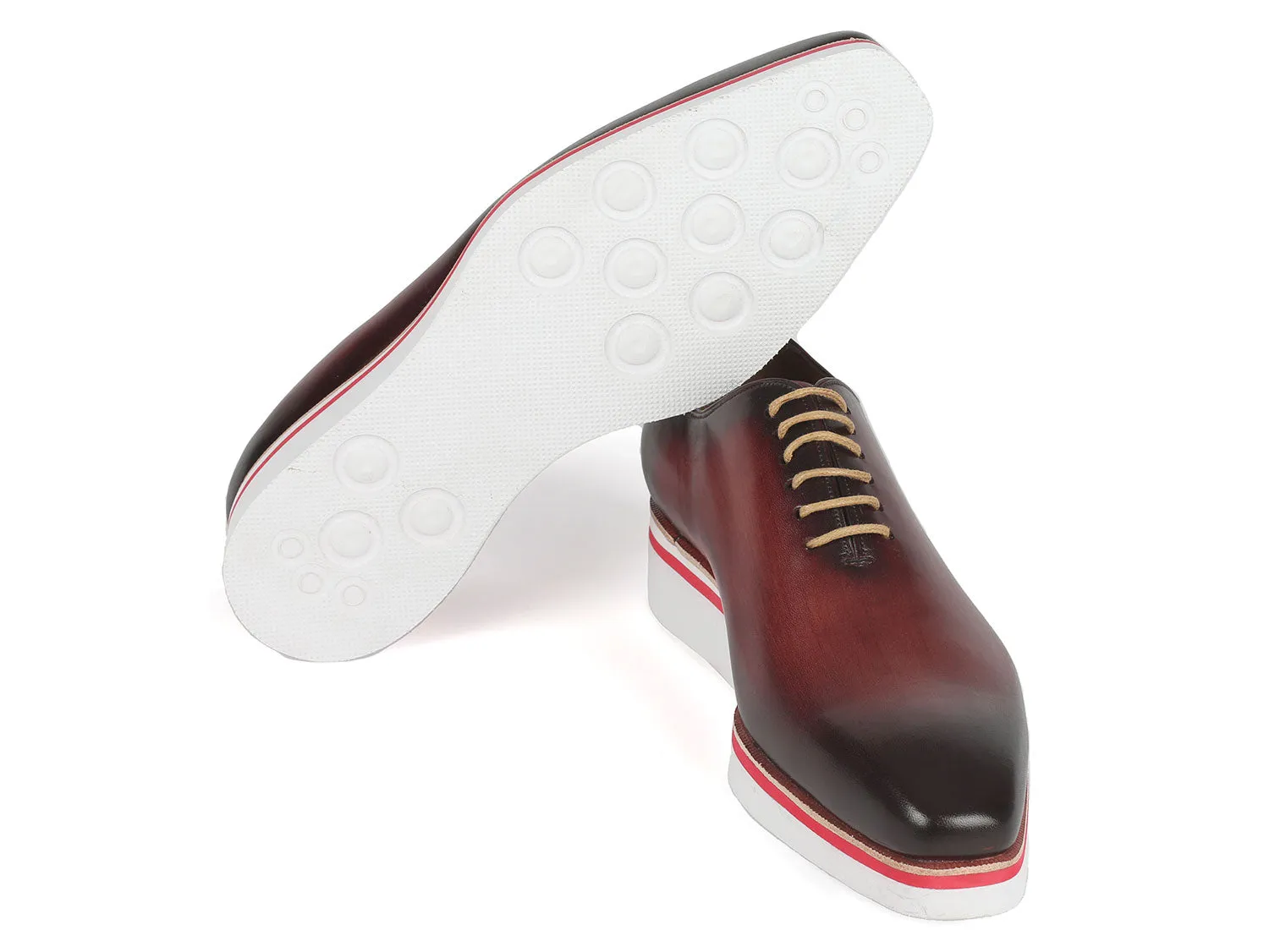 Paul Parkman Men's Smart Casual Wholecut Oxfords Bordeaux