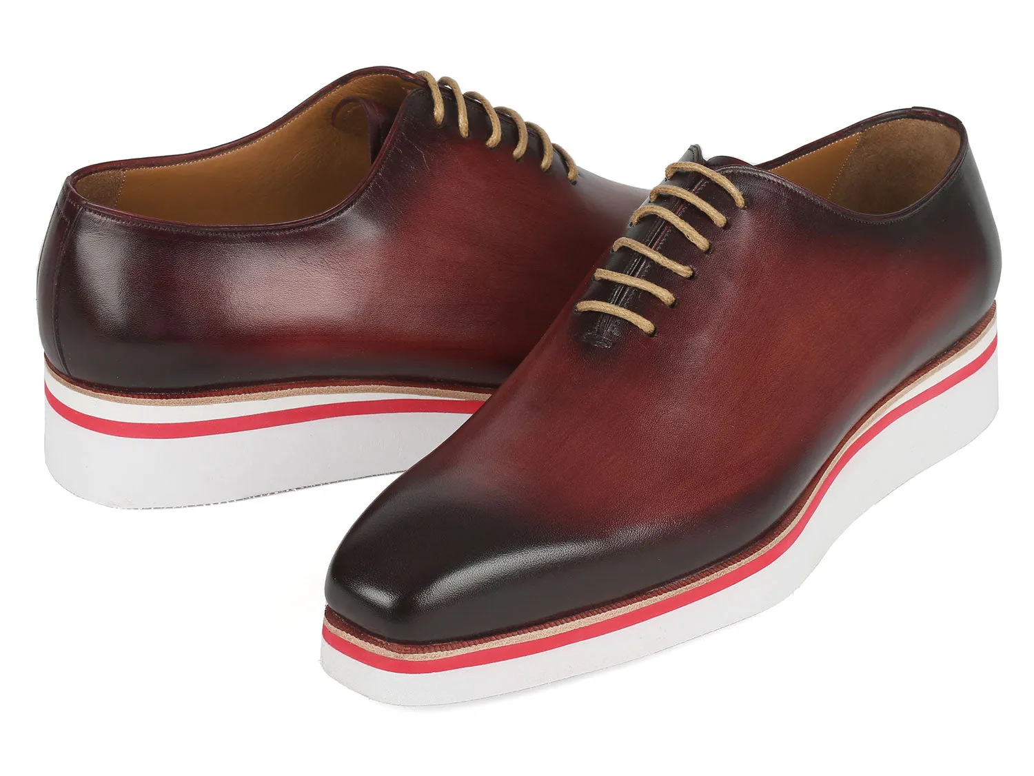 Paul Parkman Men's Smart Casual Wholecut Oxfords Bordeaux