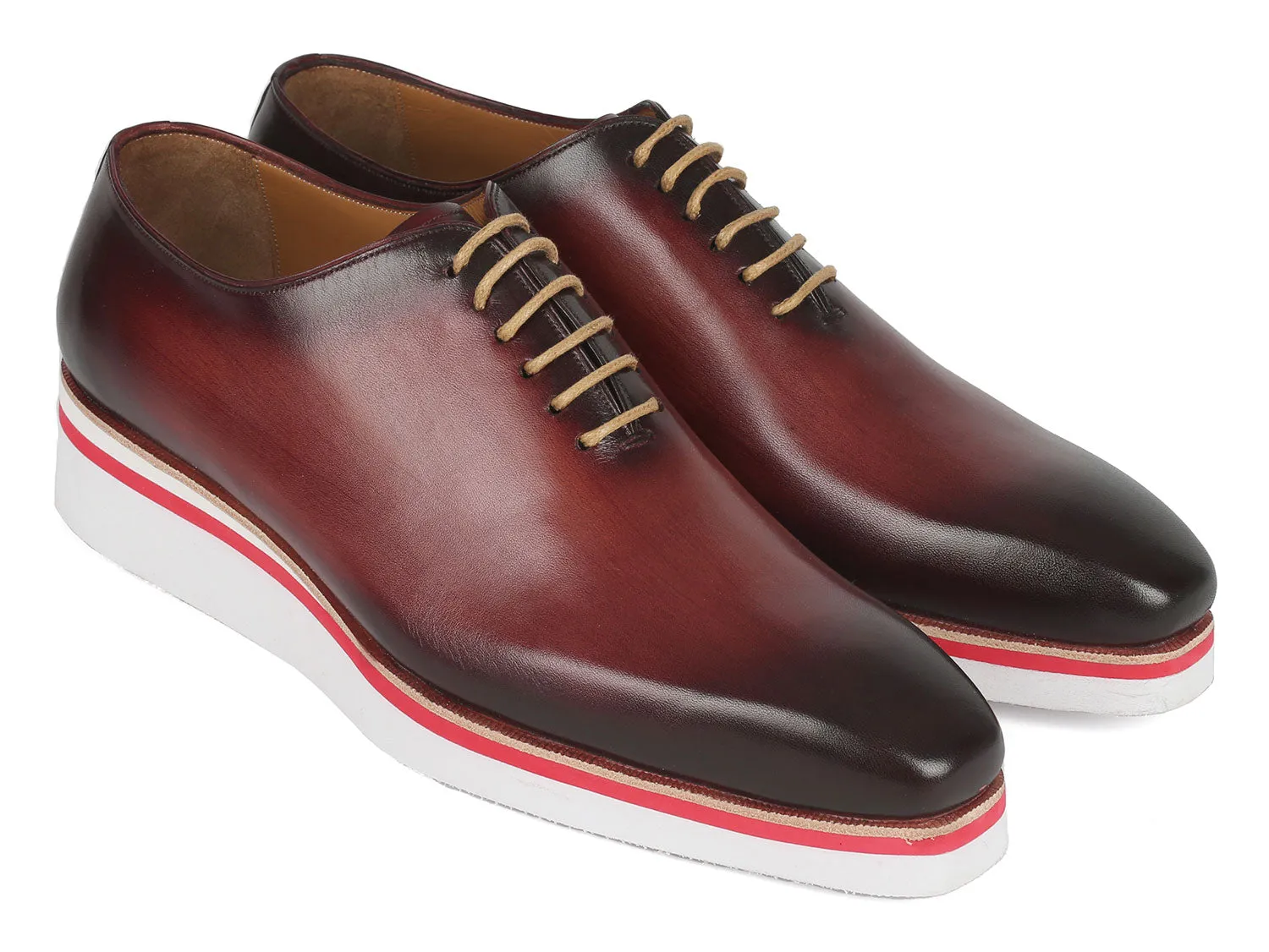 Paul Parkman Men's Smart Casual Wholecut Oxfords Bordeaux