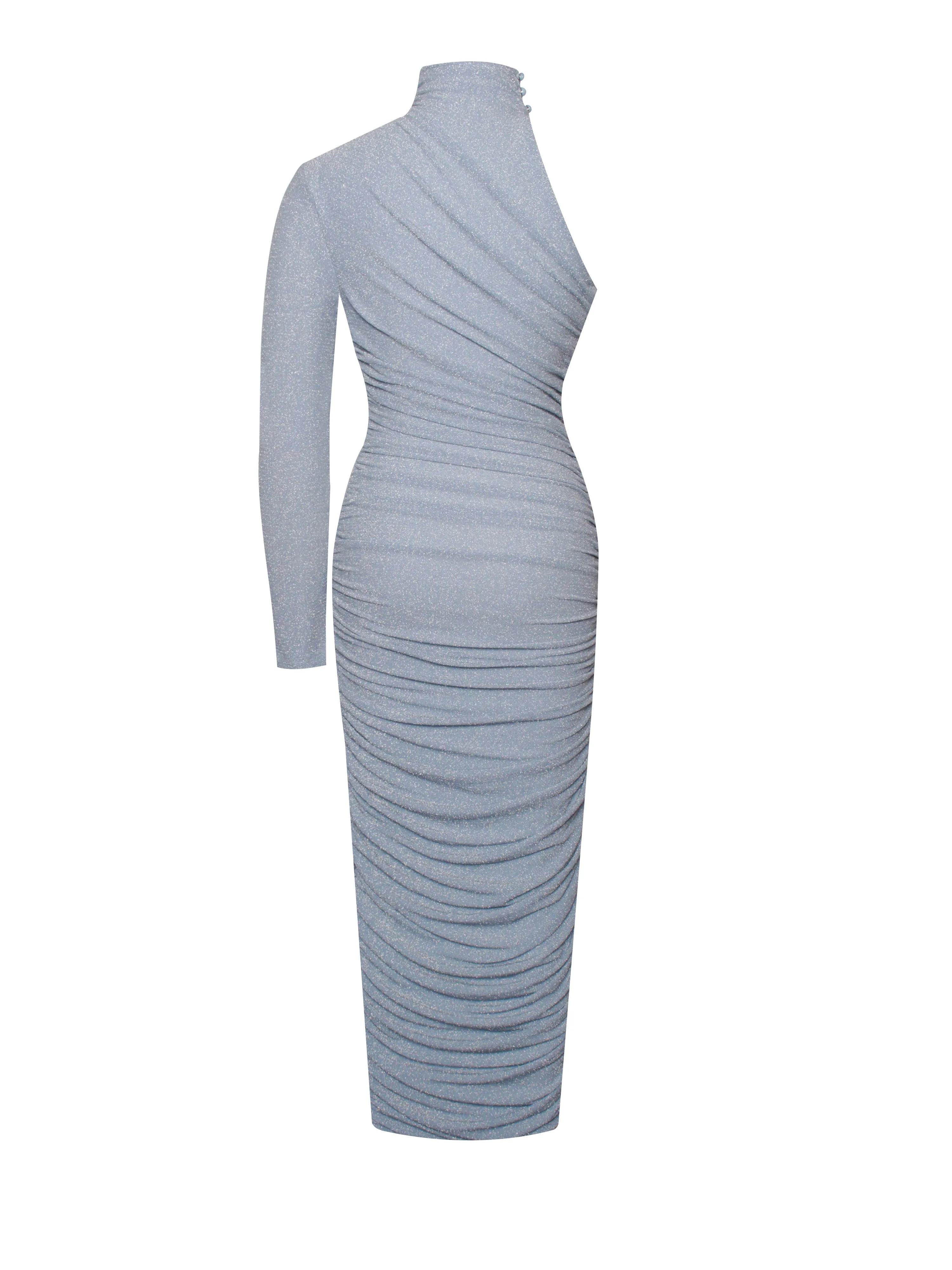 Peyton Light Blue One Graceful Sleeve Ruched Pencil Dress