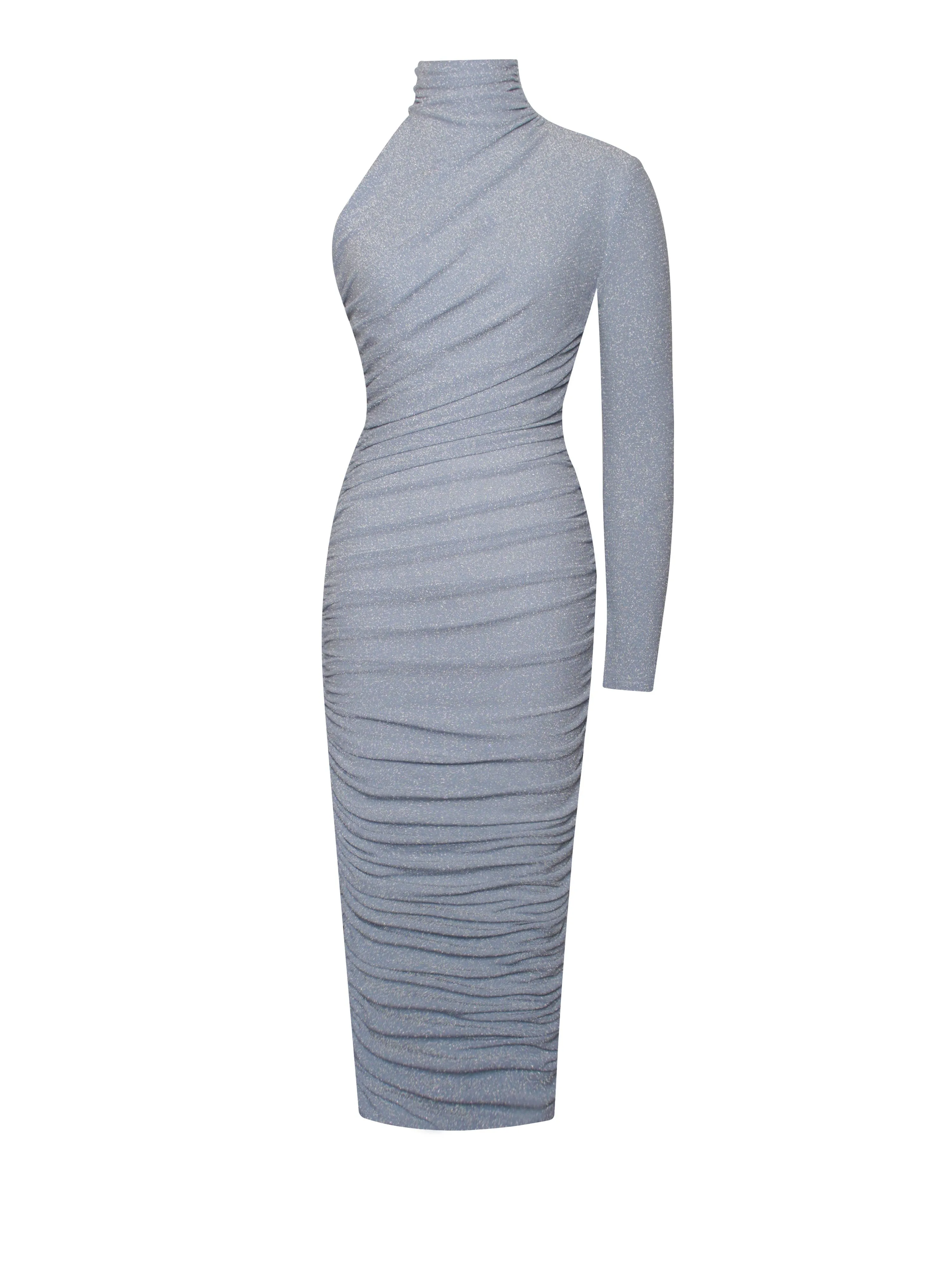 Peyton Light Blue One Graceful Sleeve Ruched Pencil Dress