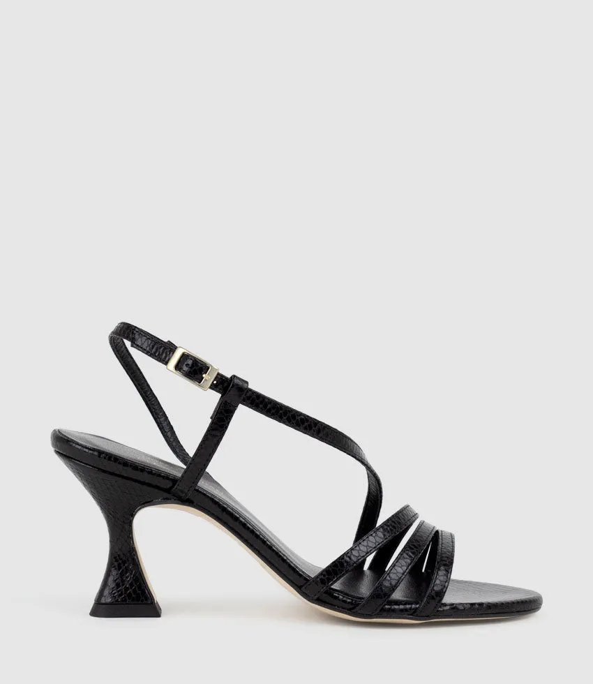 SEDAI70 Strappy Sandal in Black Snake