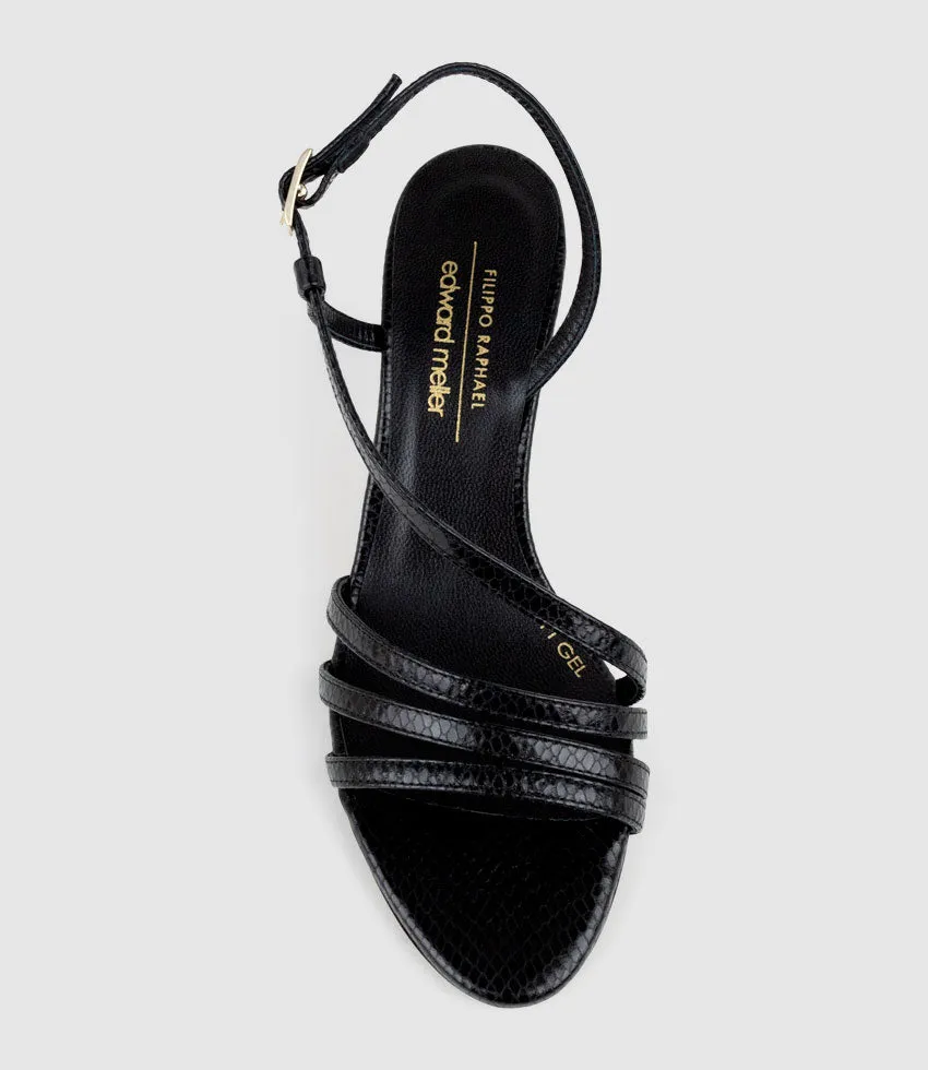SEDAI70 Strappy Sandal in Black Snake