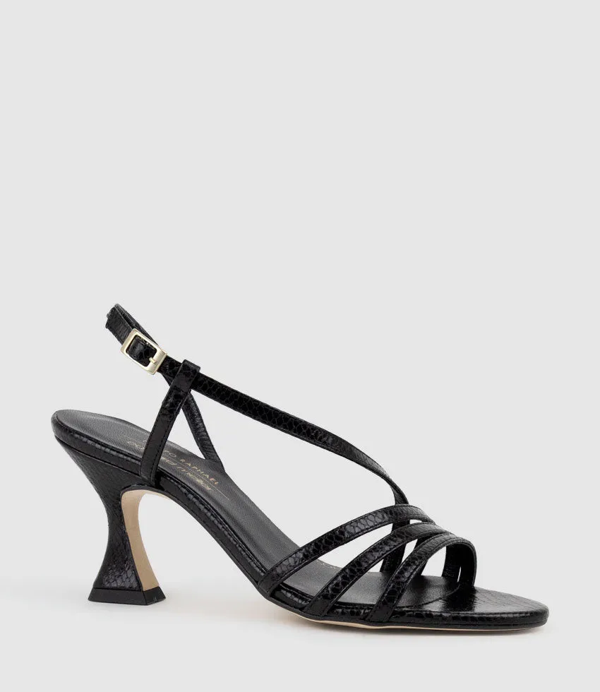 SEDAI70 Strappy Sandal in Black Snake
