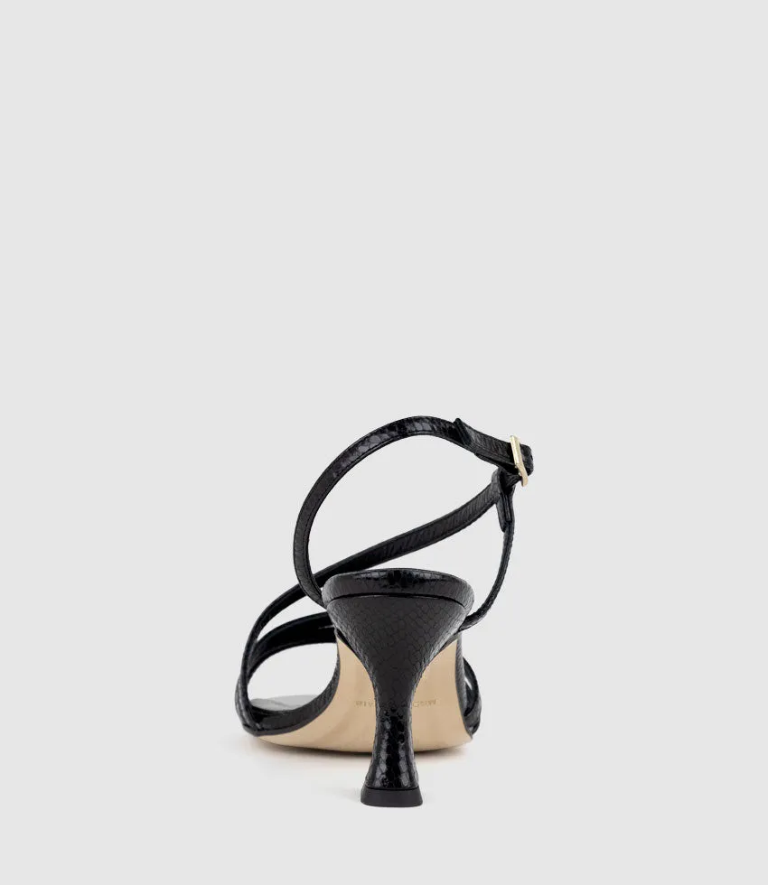 SEDAI70 Strappy Sandal in Black Snake