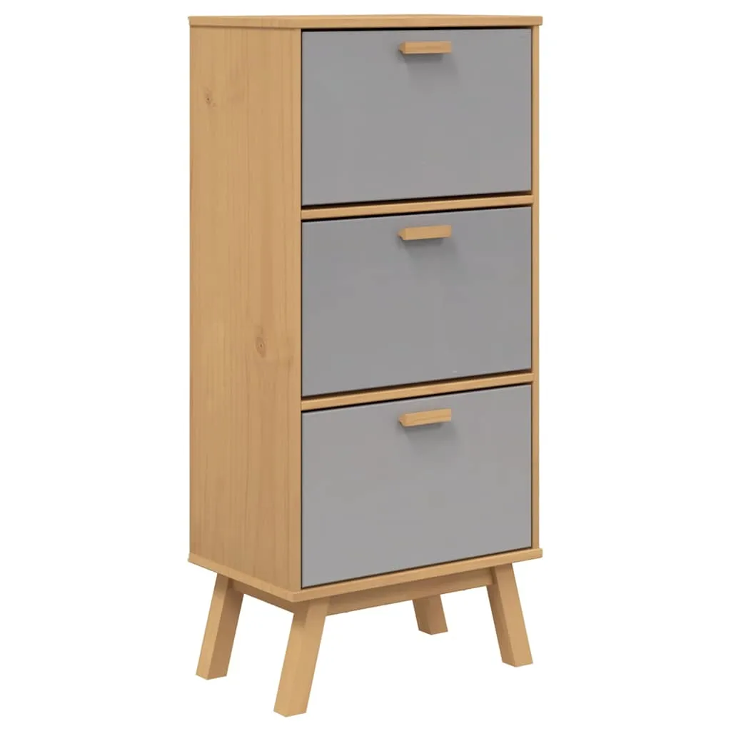 Shoe Cabinet OLDEN Grey and Brown 55x35x120cm Solid Wood Pine