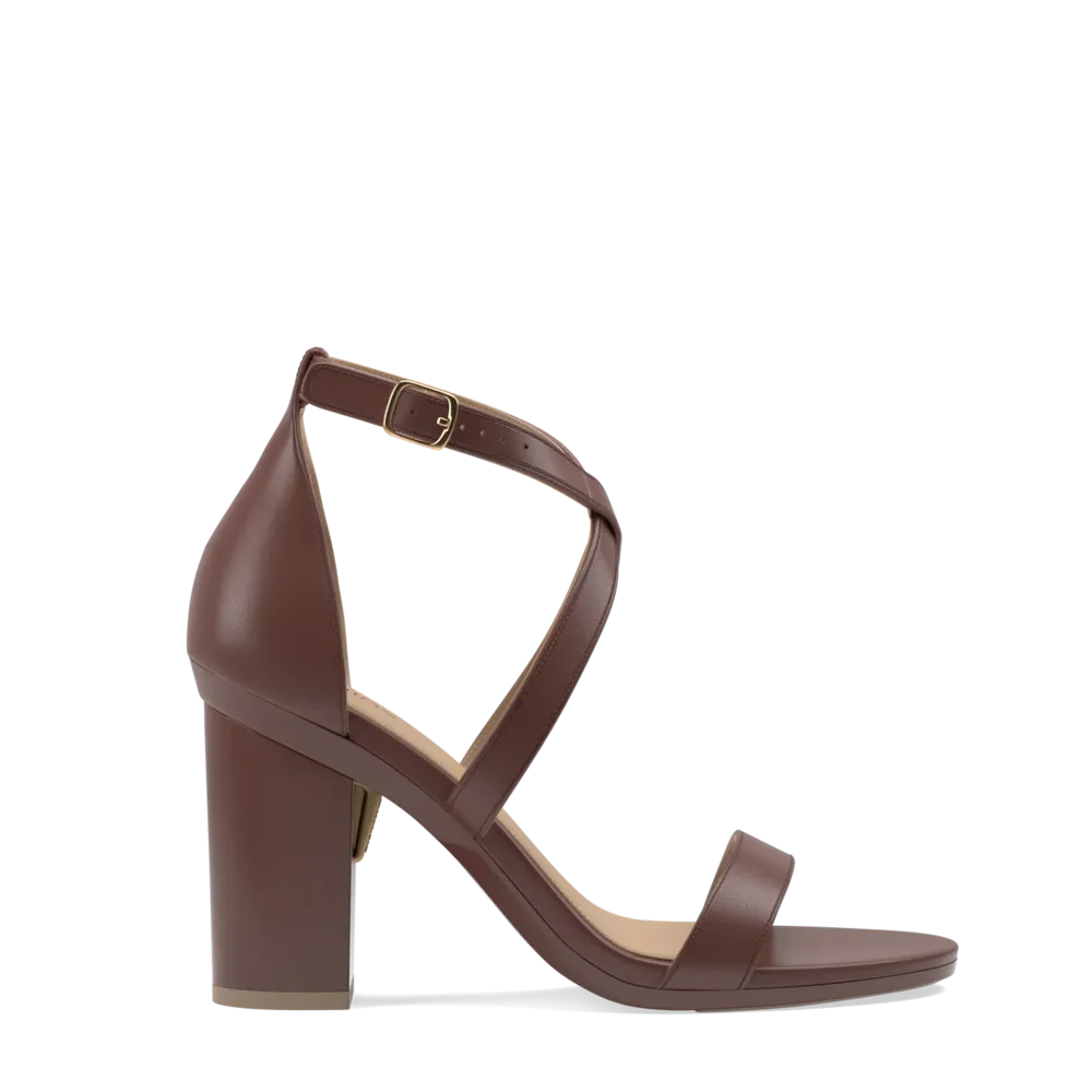 The Sandal - Walnut Leather   Block Heel Kit 4 Walnut - FINAL SALE