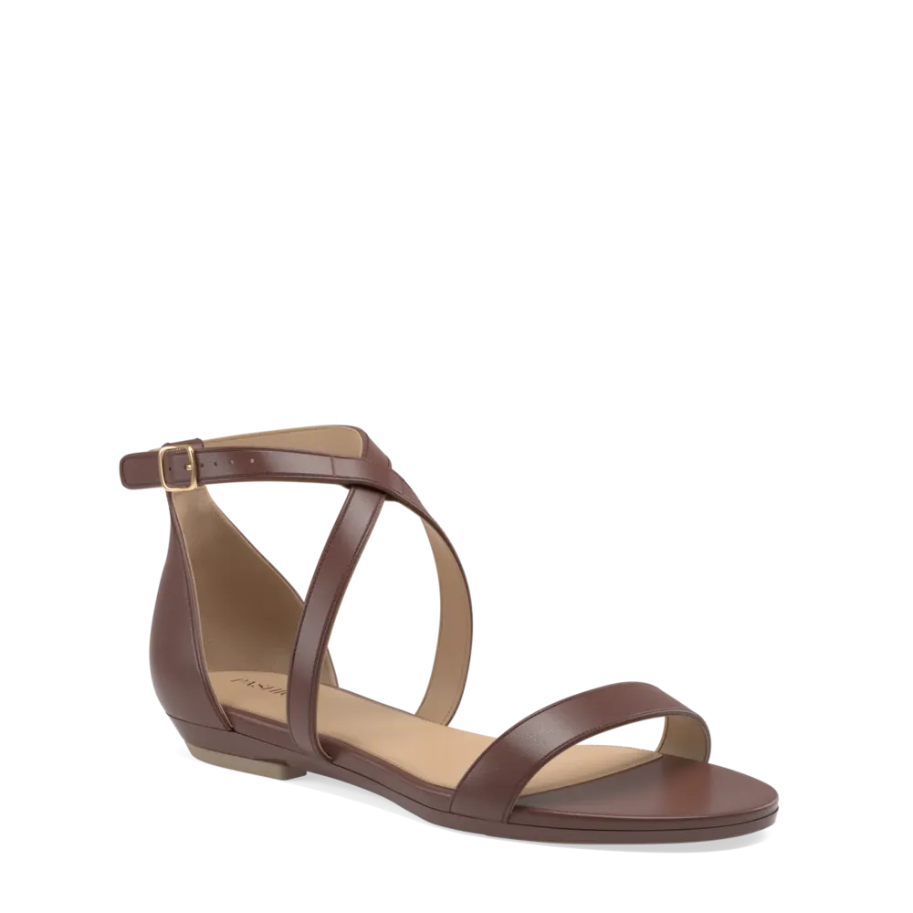The Sandal - Walnut Leather   Block Heel Kit 4 Walnut - FINAL SALE