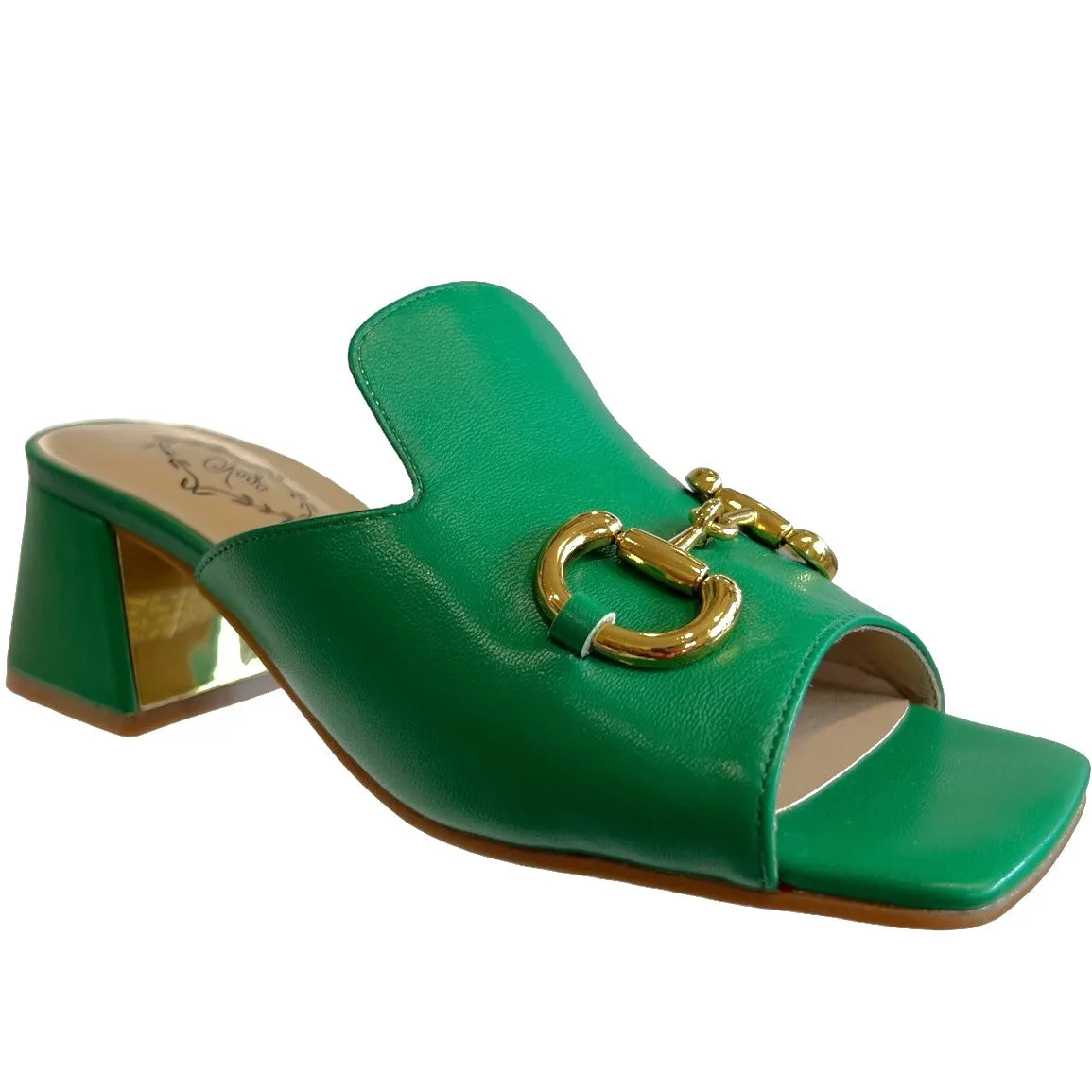 Vago Victoria Green Leather Slides
