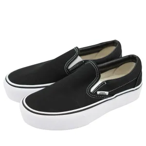 Vans Women's Platform Slip On Sneakers Black White Size 6
