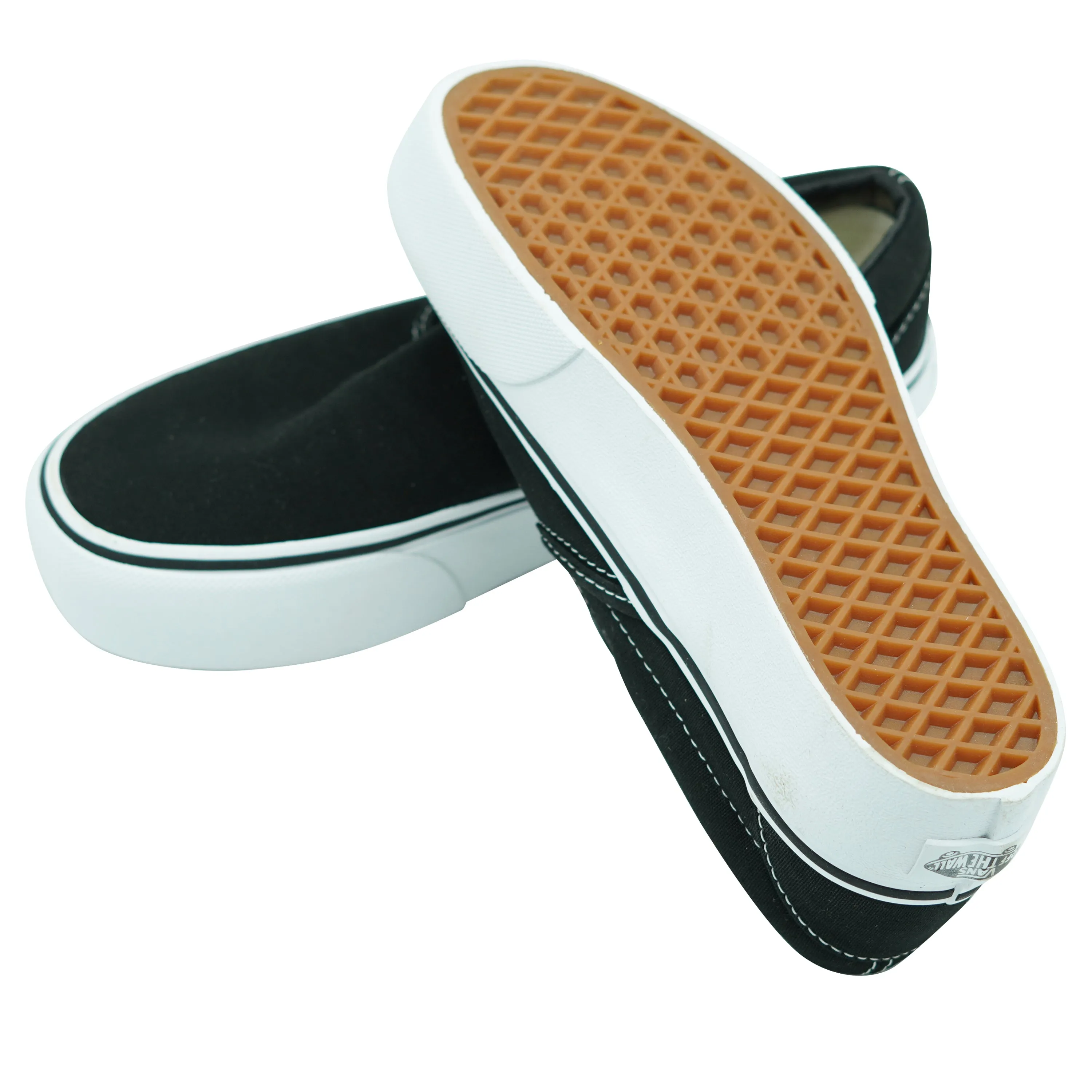 Vans Women's Platform Slip On Sneakers Black White Size 6
