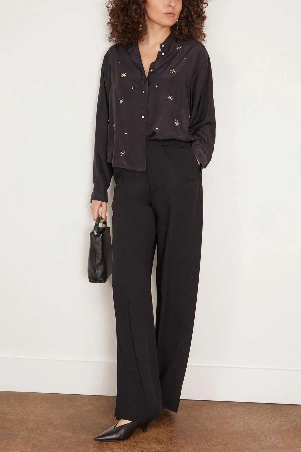 Viscose Flare Pants in Nero