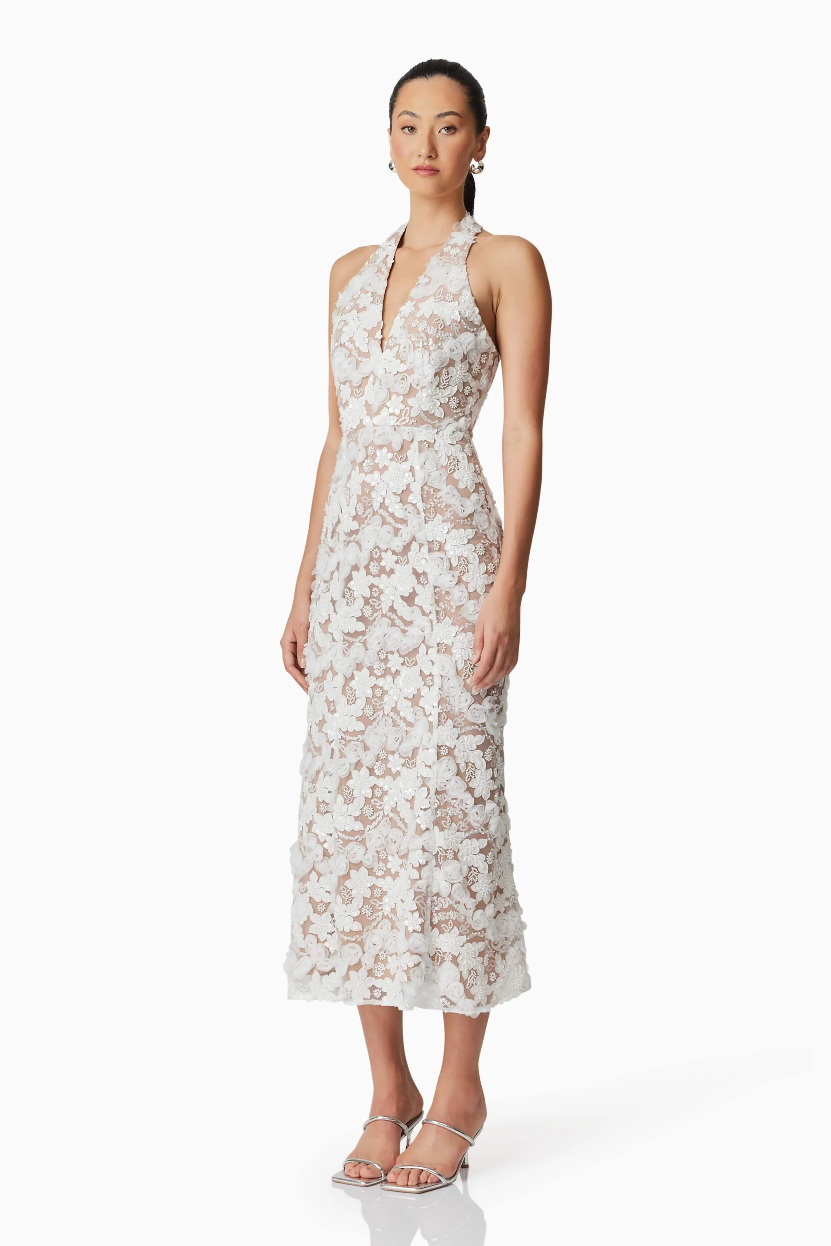 Vonni Halter Maxi Dress in White