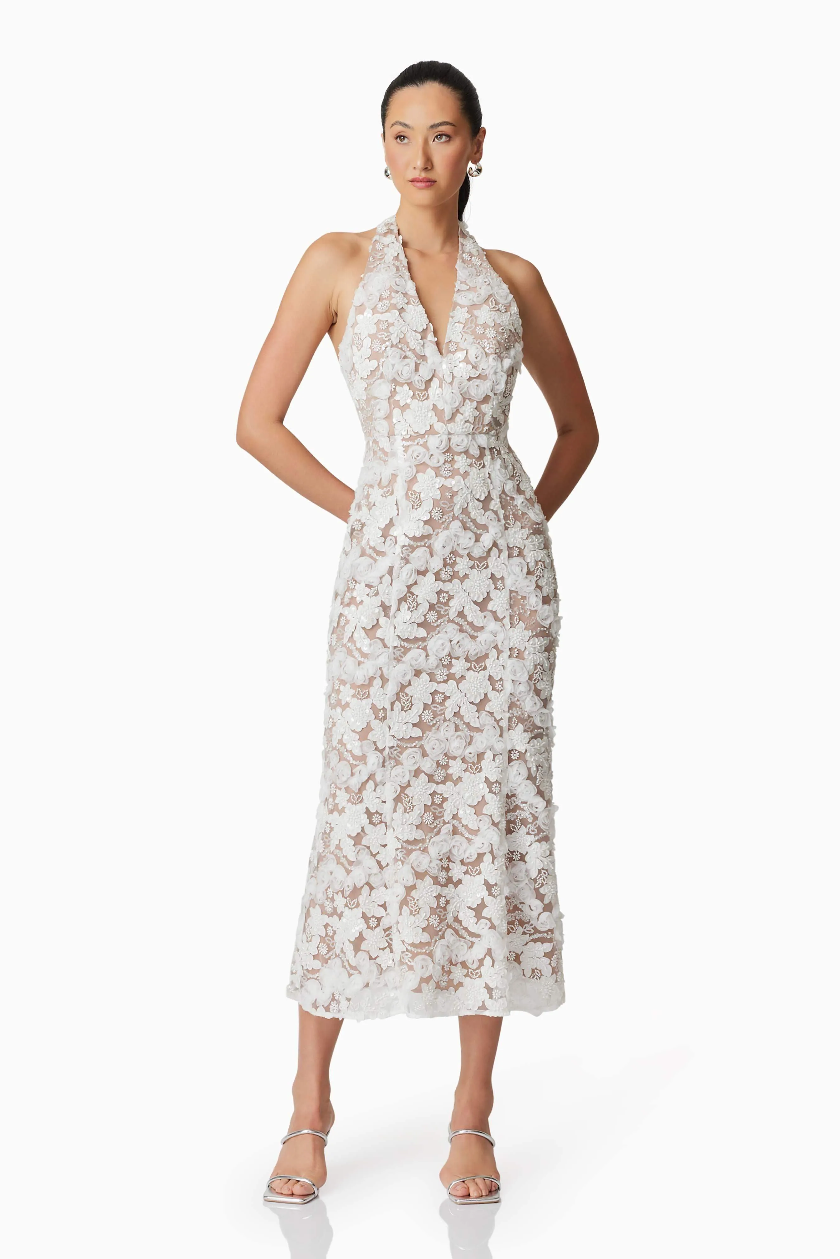 Vonni Halter Maxi Dress in White