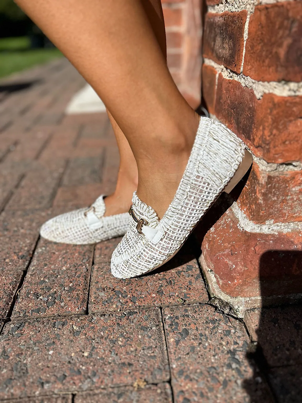White Chain Weave Loafer