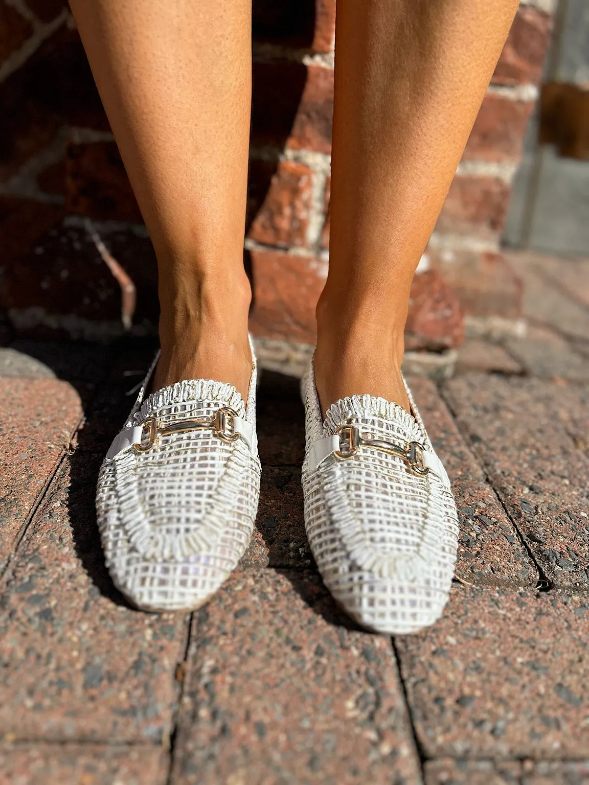 White Chain Weave Loafer