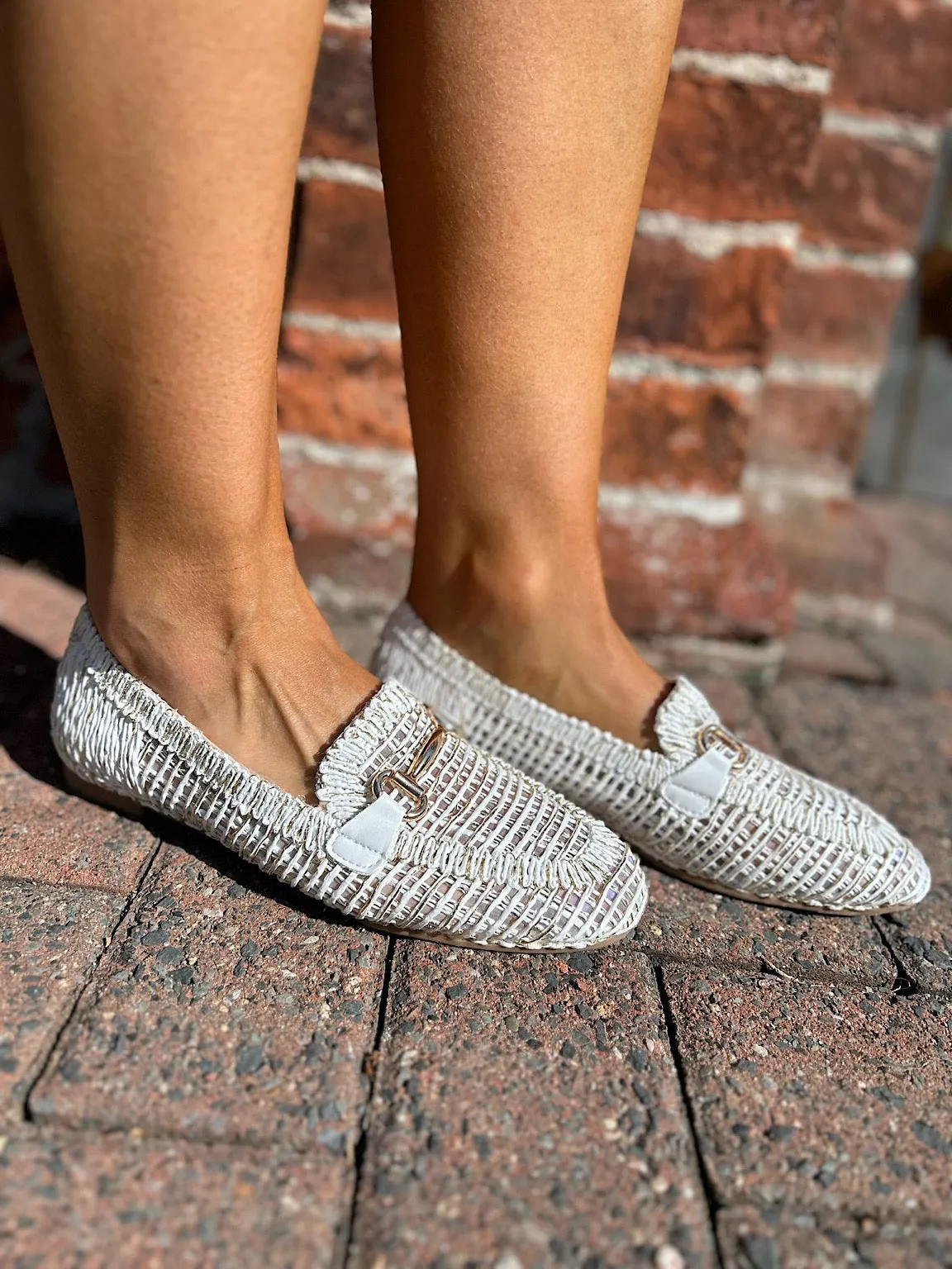 White Chain Weave Loafer
