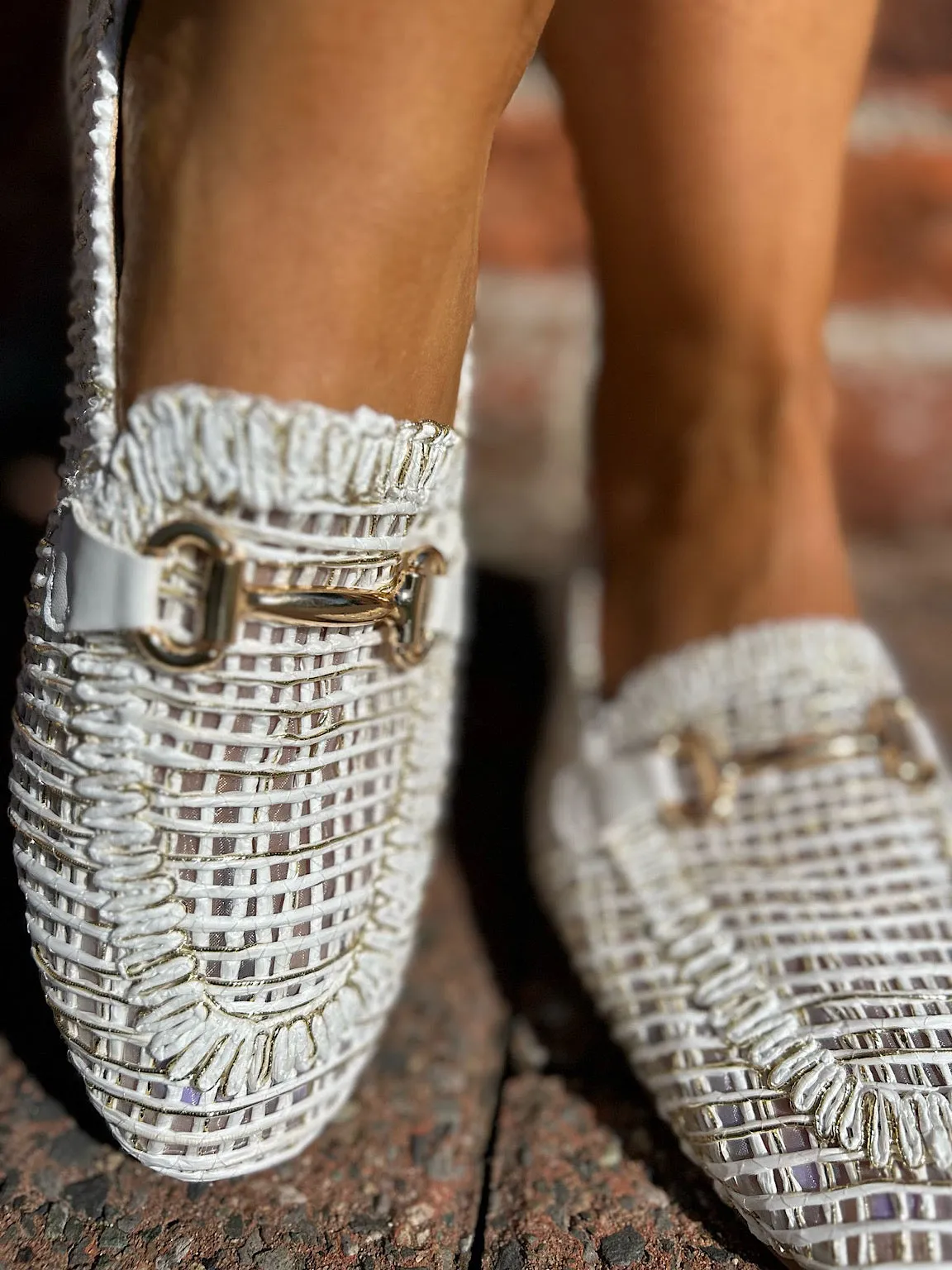White Chain Weave Loafer