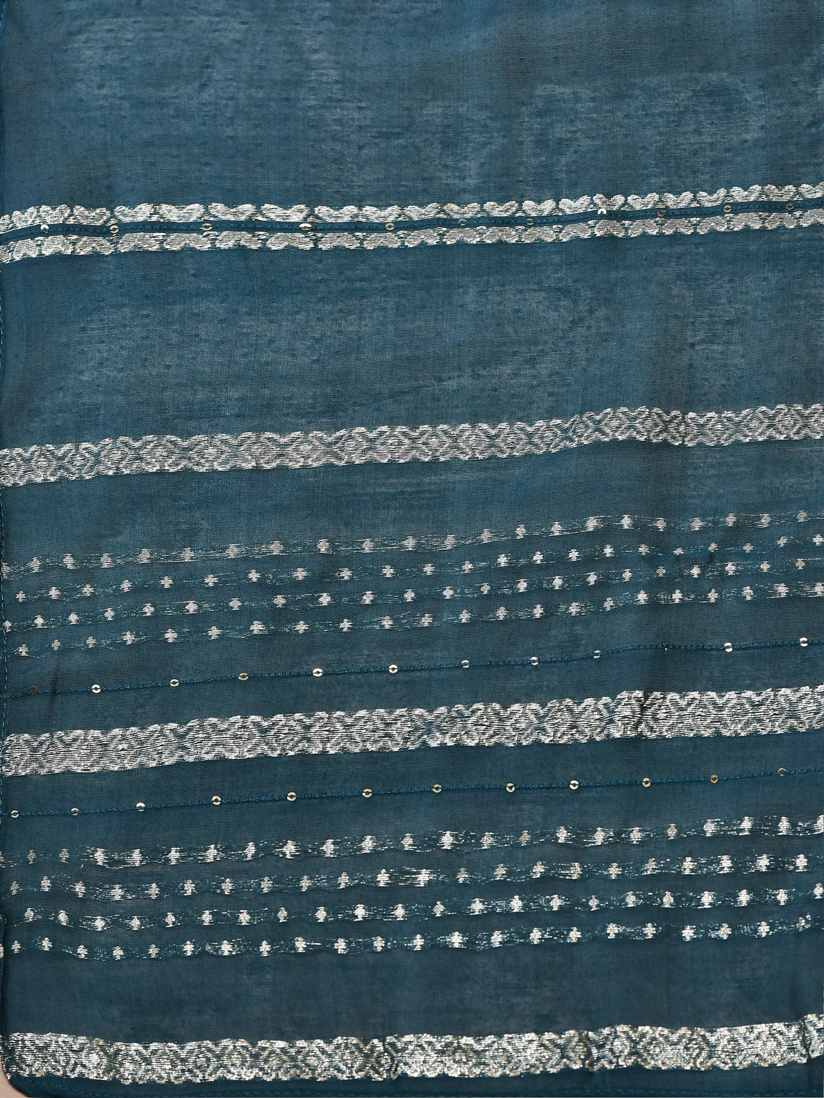 Women Chanderi Green Embroidered Kurta Crop top Trouser Dupatta